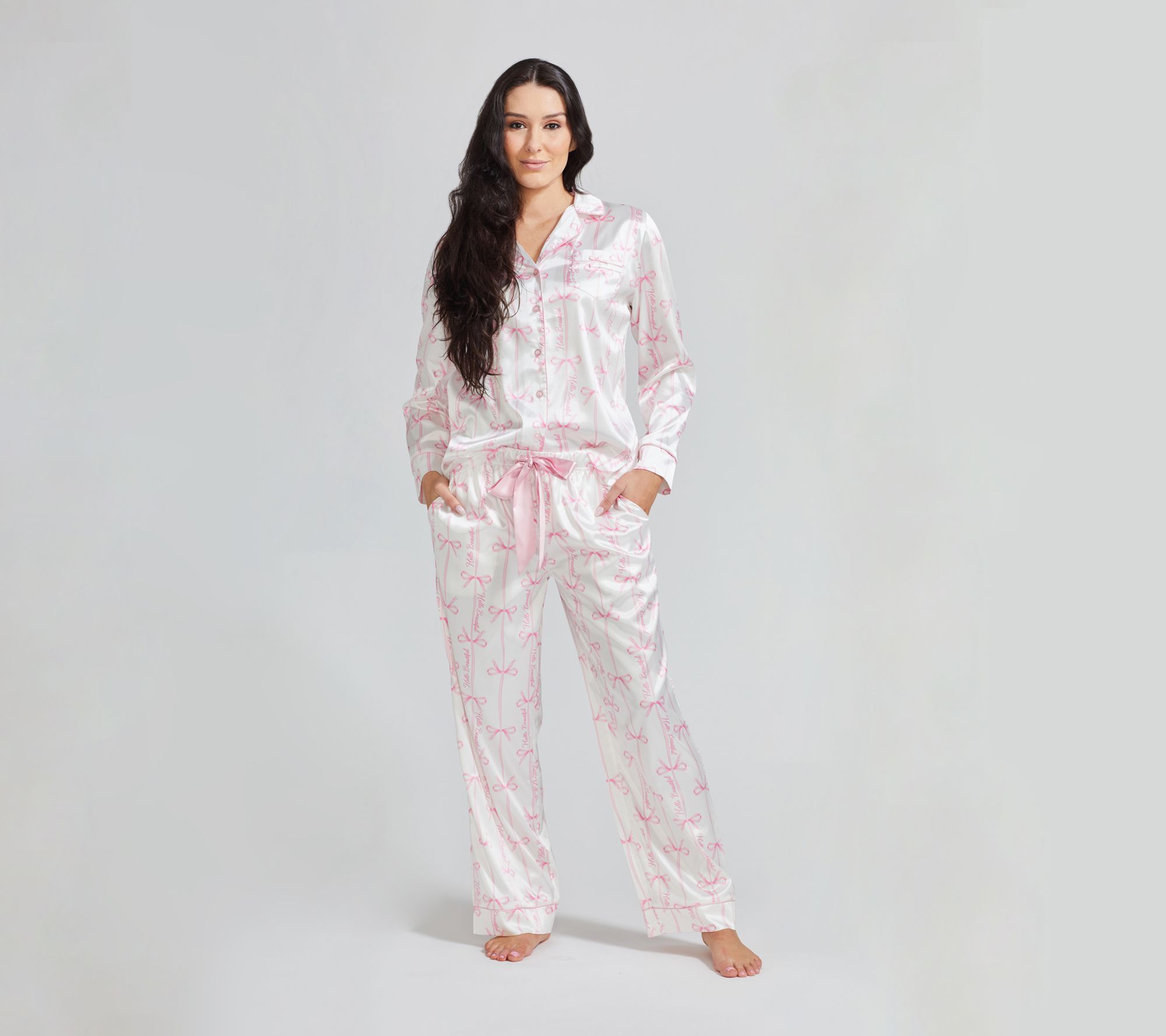 Randy Fenoli Sleepwear Satin Long Sleeve Pajama Set