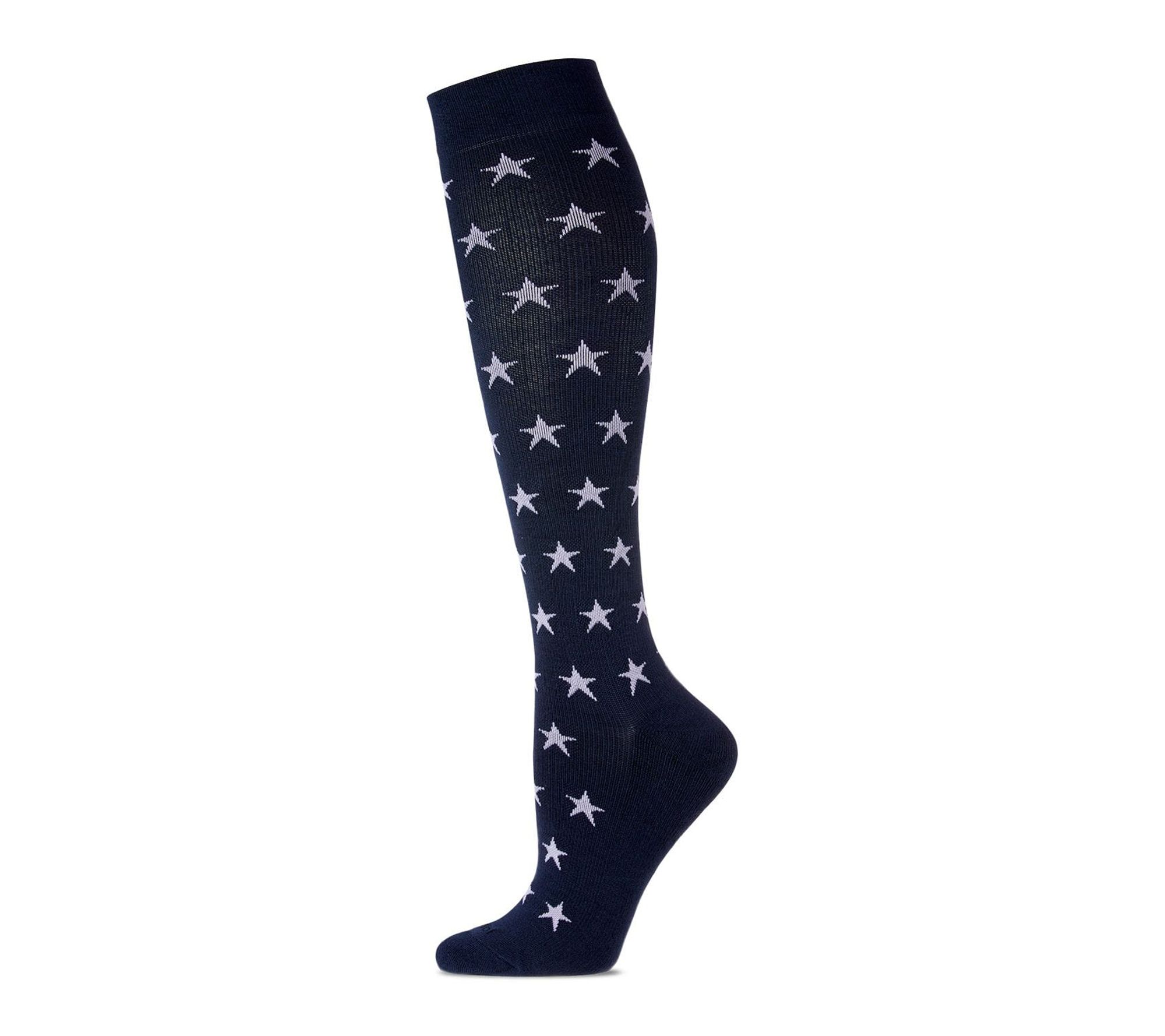 MeMoi Women's Navy Star Graduated Compression Socks