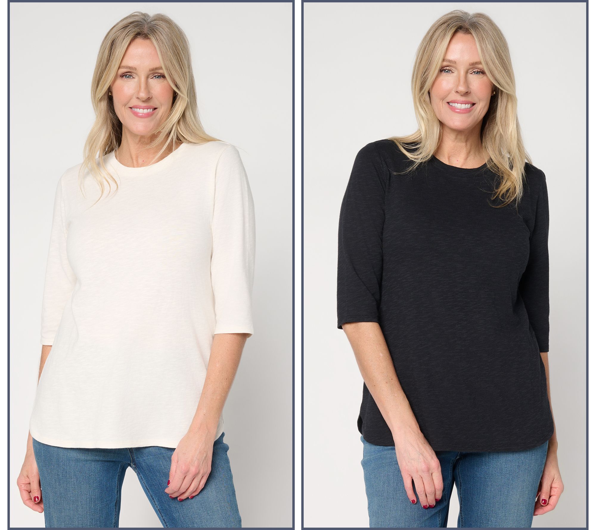 Denim & Co. Essentials Linen Blend 2-Pack Ballet Sleeve Tops