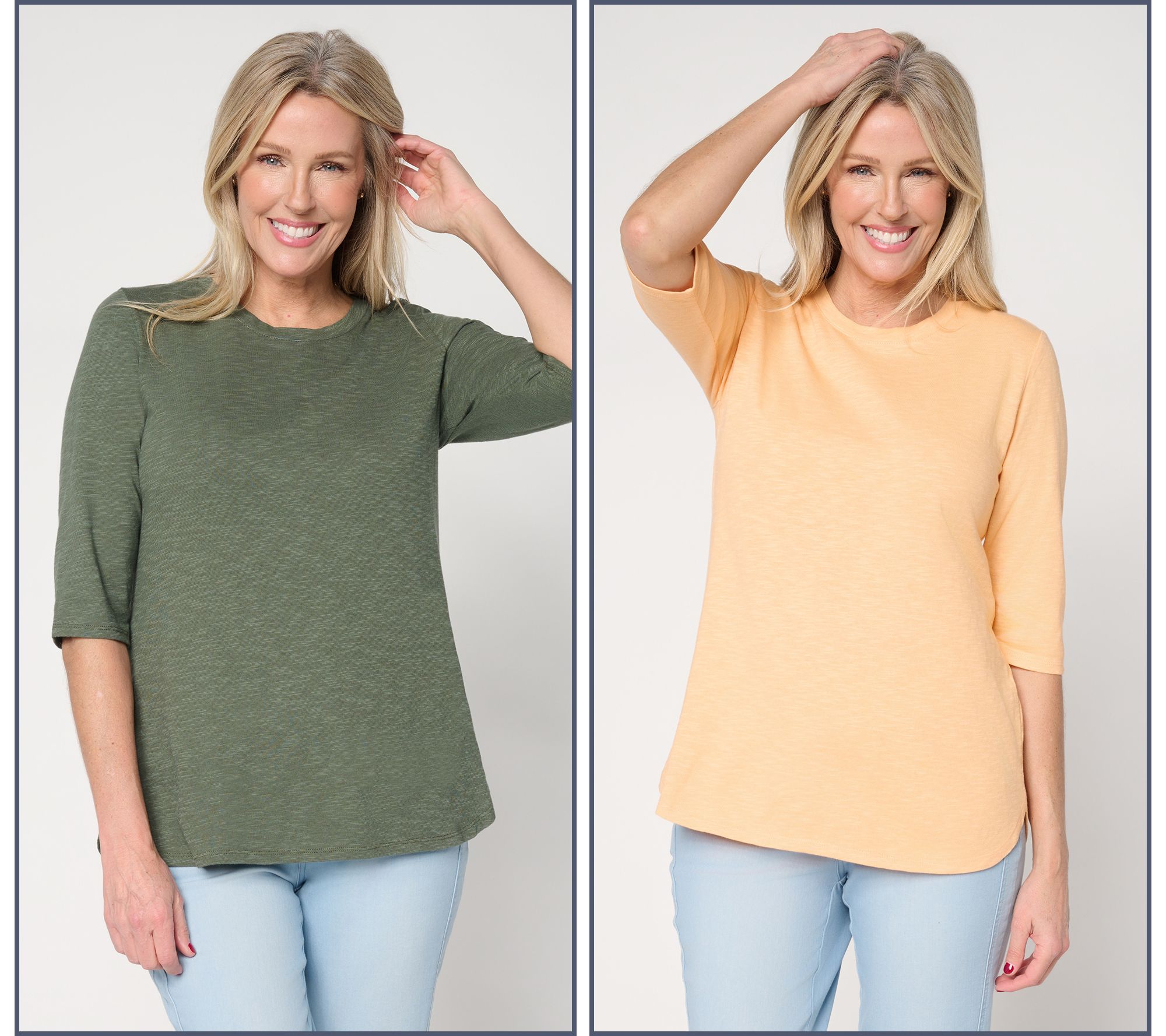 Denim & Co. Essentials Linen Blend 2-Pack Ballet Sleeve Tops