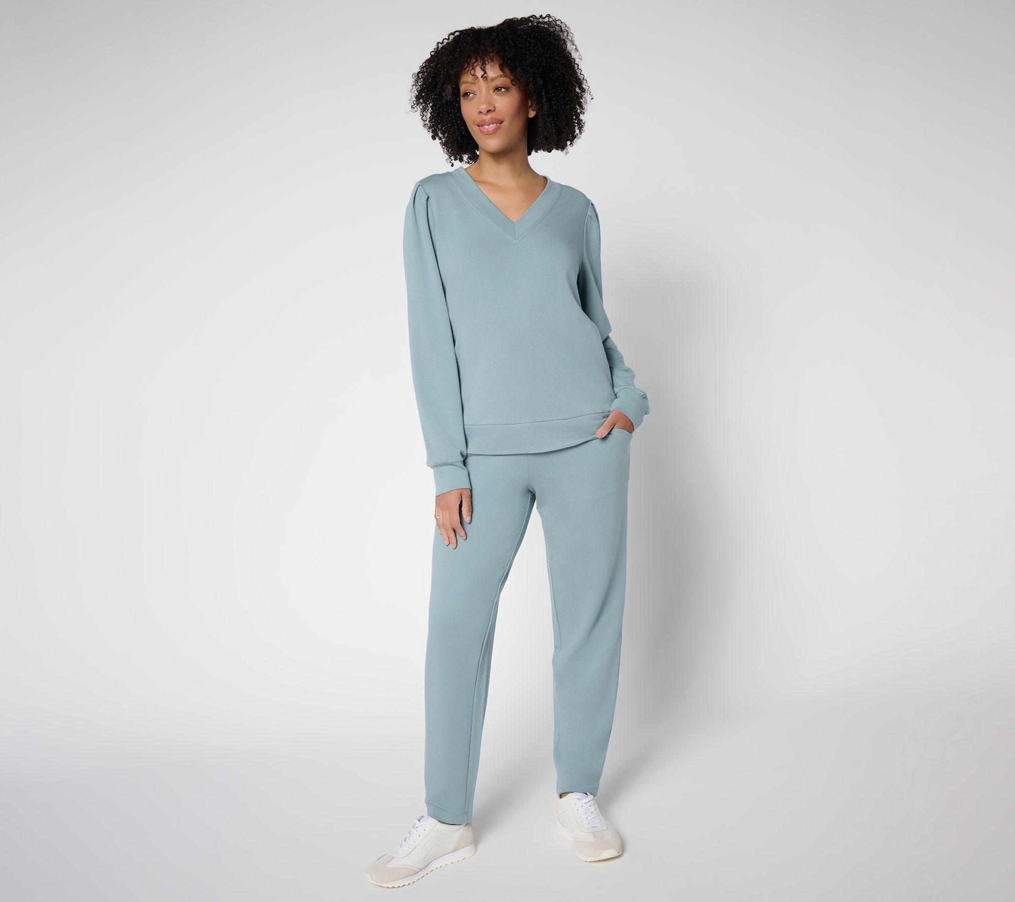 "As Is" AnyBody Tall Cozy Knit French Terry Top and Pants Set