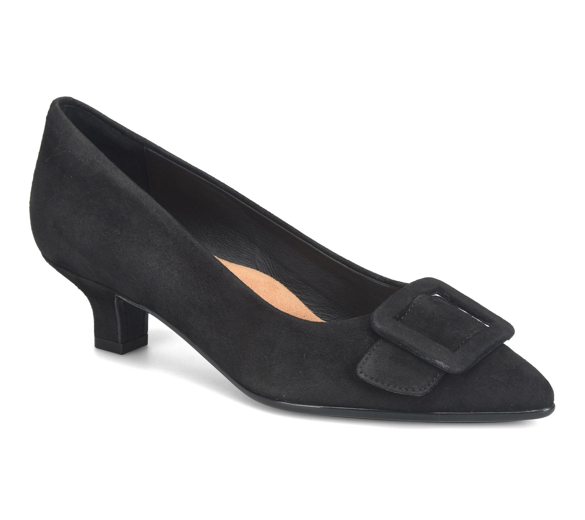 Sofft Suede Buckled Kitten Heel - Sadie