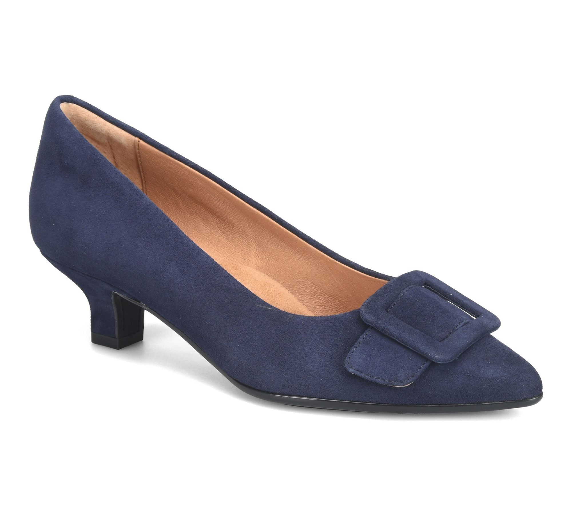 Sofft Suede Buckled Kitten Heel - Sadie
