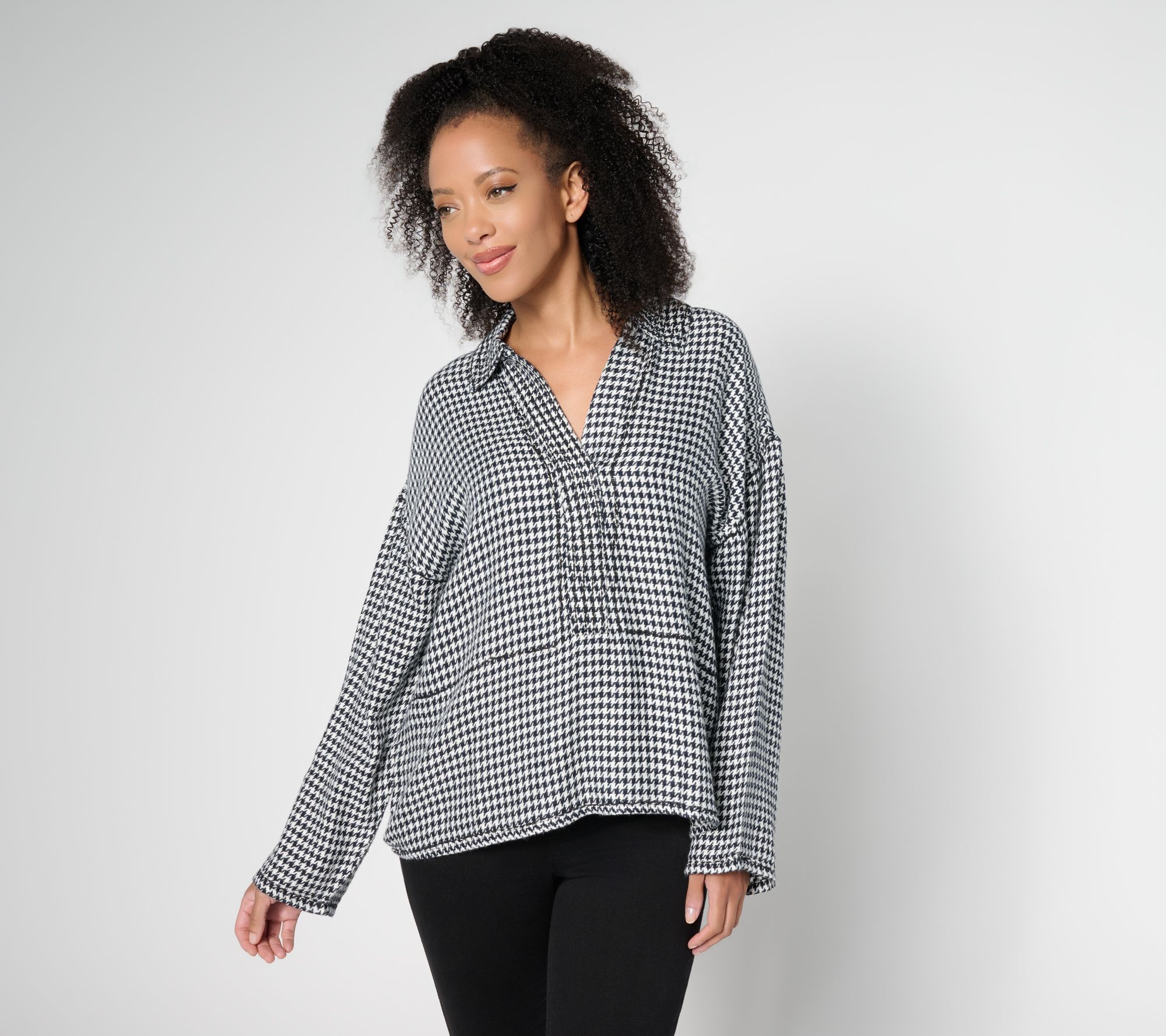 "As Is" Peace Love World Boheme Houndstooth Twill Popover