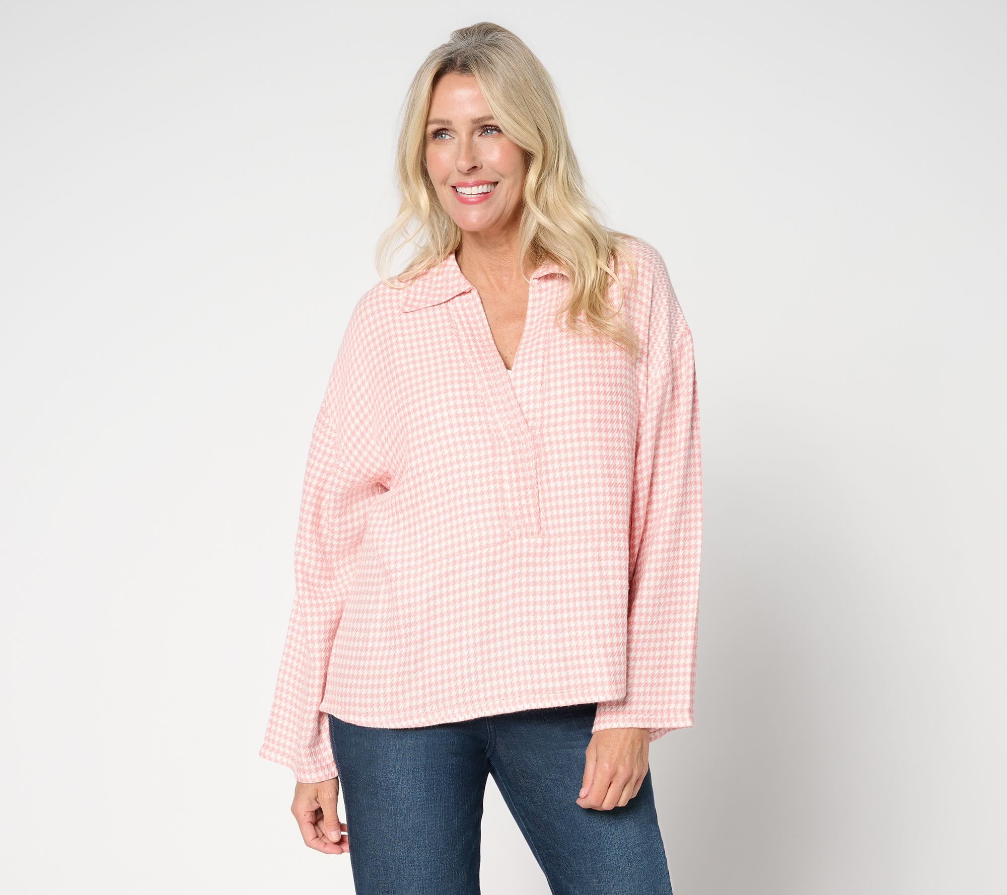 "As Is" Peace Love World Boheme Houndstooth Twill Popover