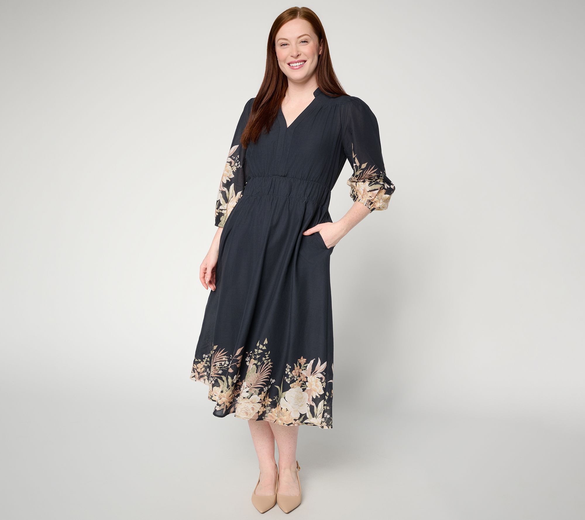 Ree by the Pioneer Woman Engineered Floral Print Knit Midi Dress