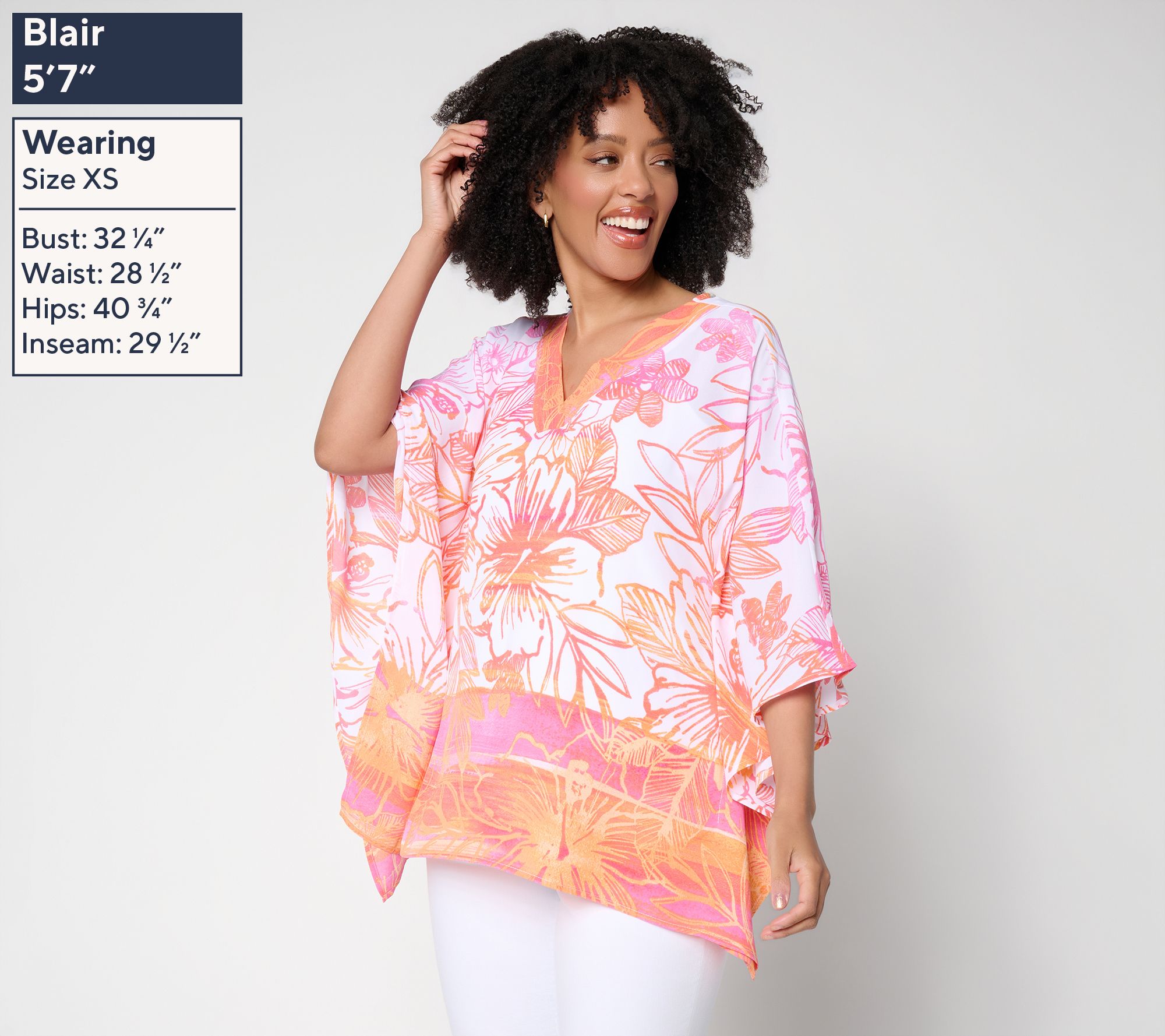Belle Beach by Kim Gravel Hibiscus Kiss Border Trim Poncho - QVC.com