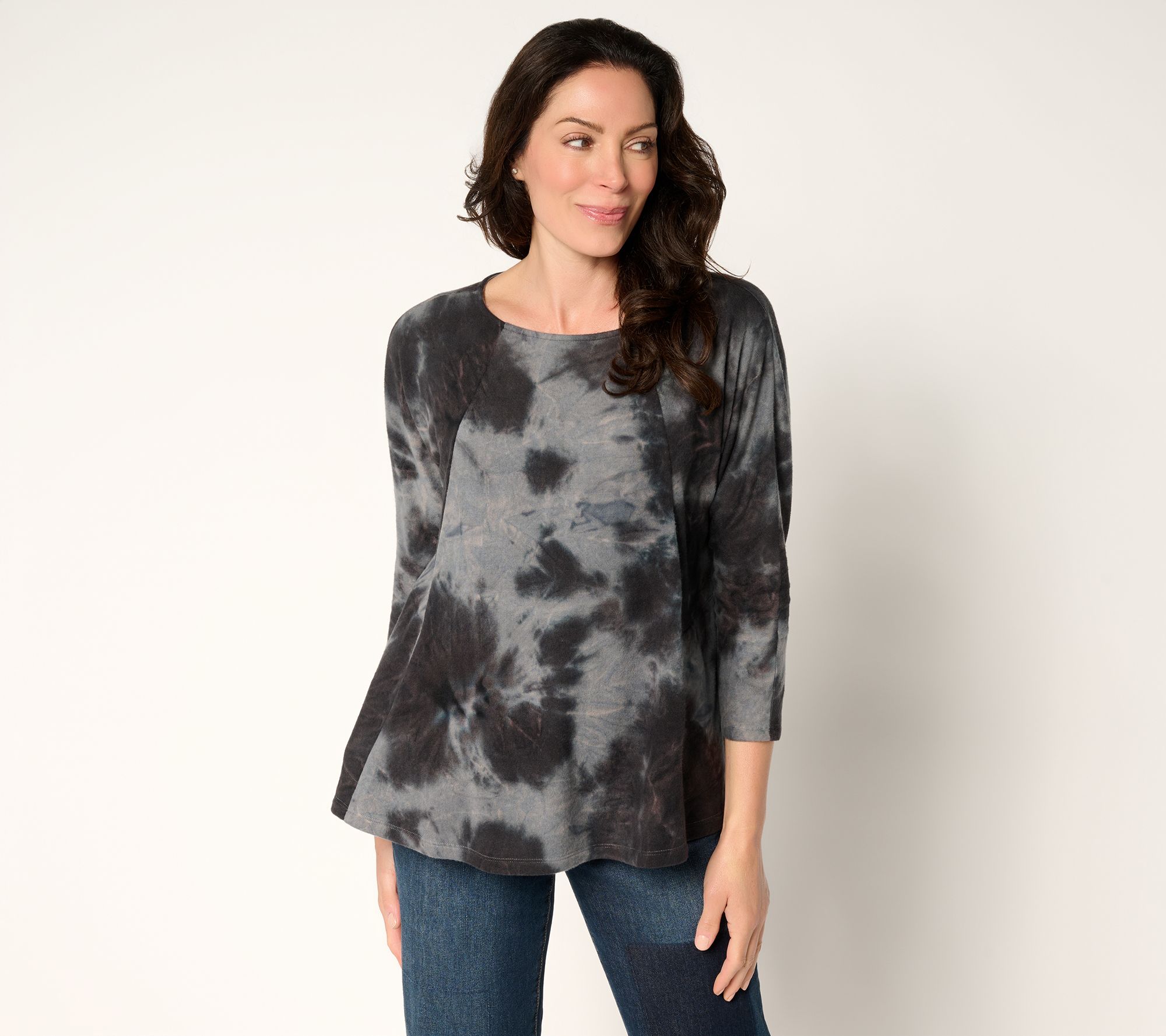 "As Is" LOGO by Lori Goldstein Brushed Knit Tie Dye Dolman Top