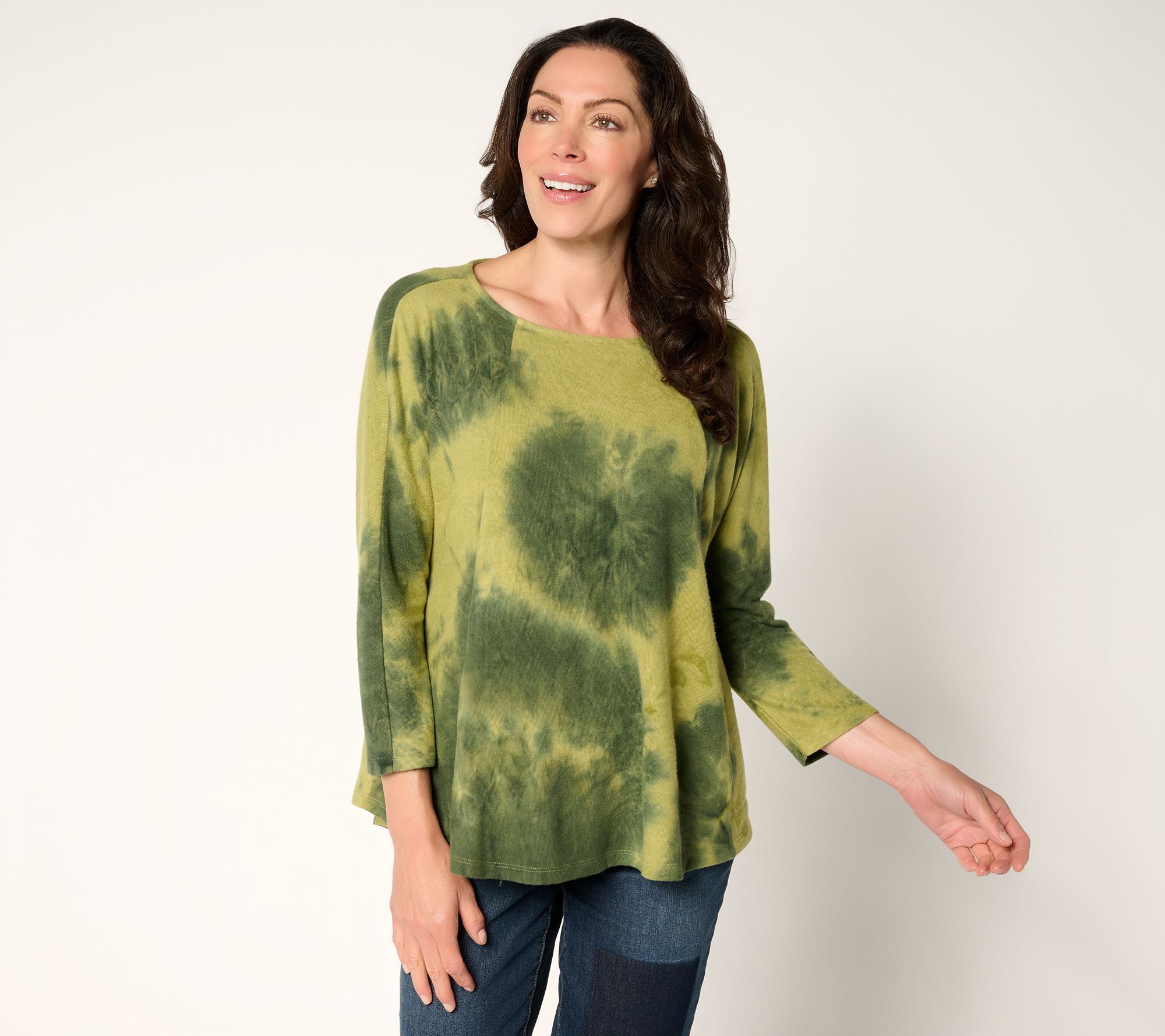 "As Is" LOGO by Lori Goldstein Brushed Knit Tie Dye Dolman Top