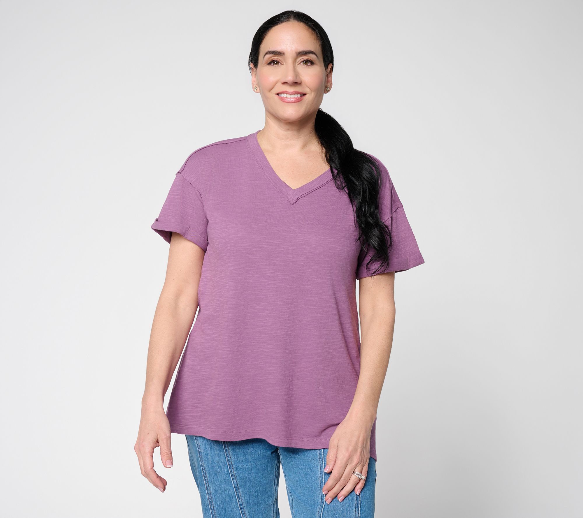  LOGO Principles by Lori Goldstein Short Sleeve V-Neck Tee