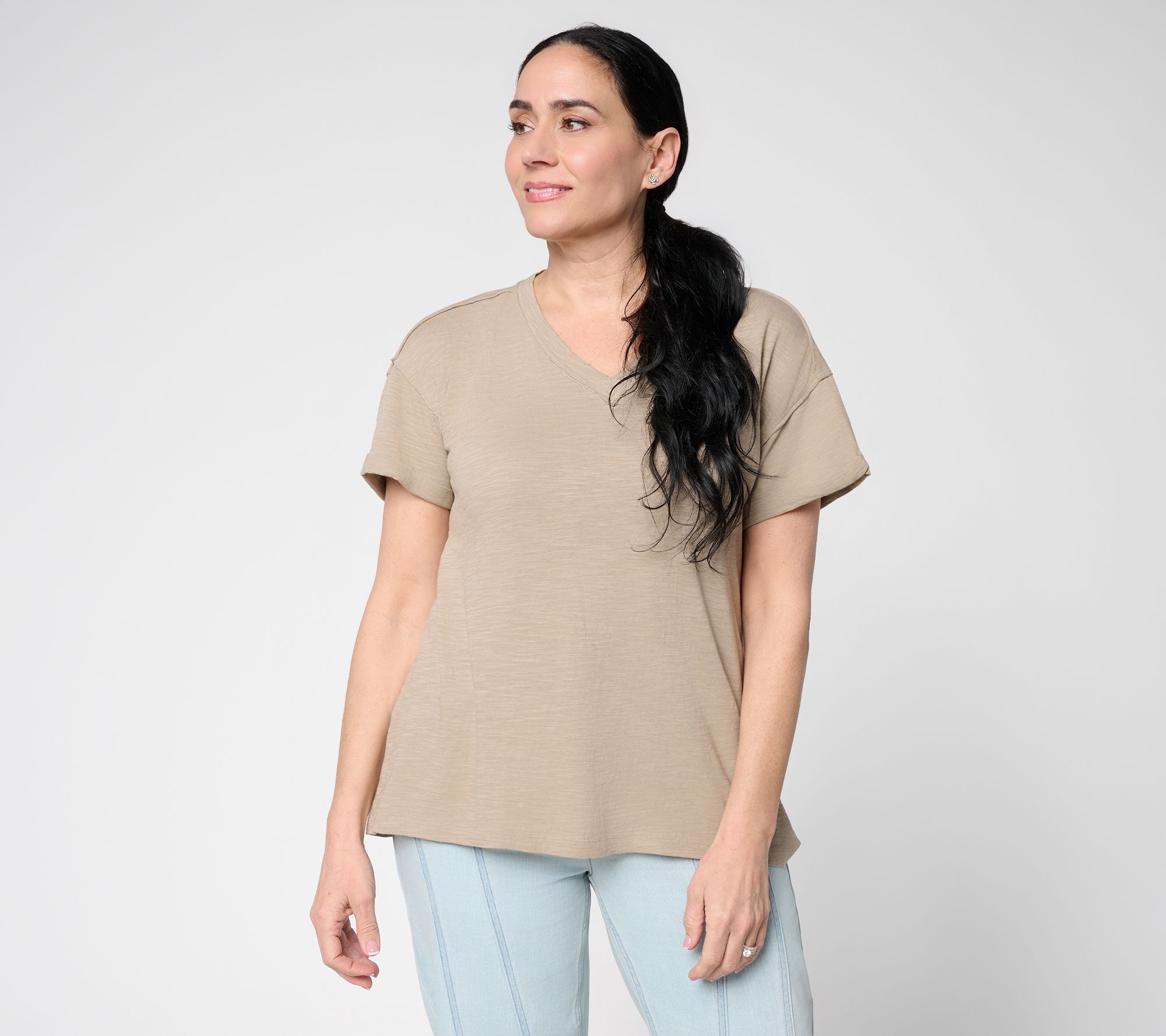 LOGO Principles by Lori Goldstein Short Sleeve V-Neck Tee