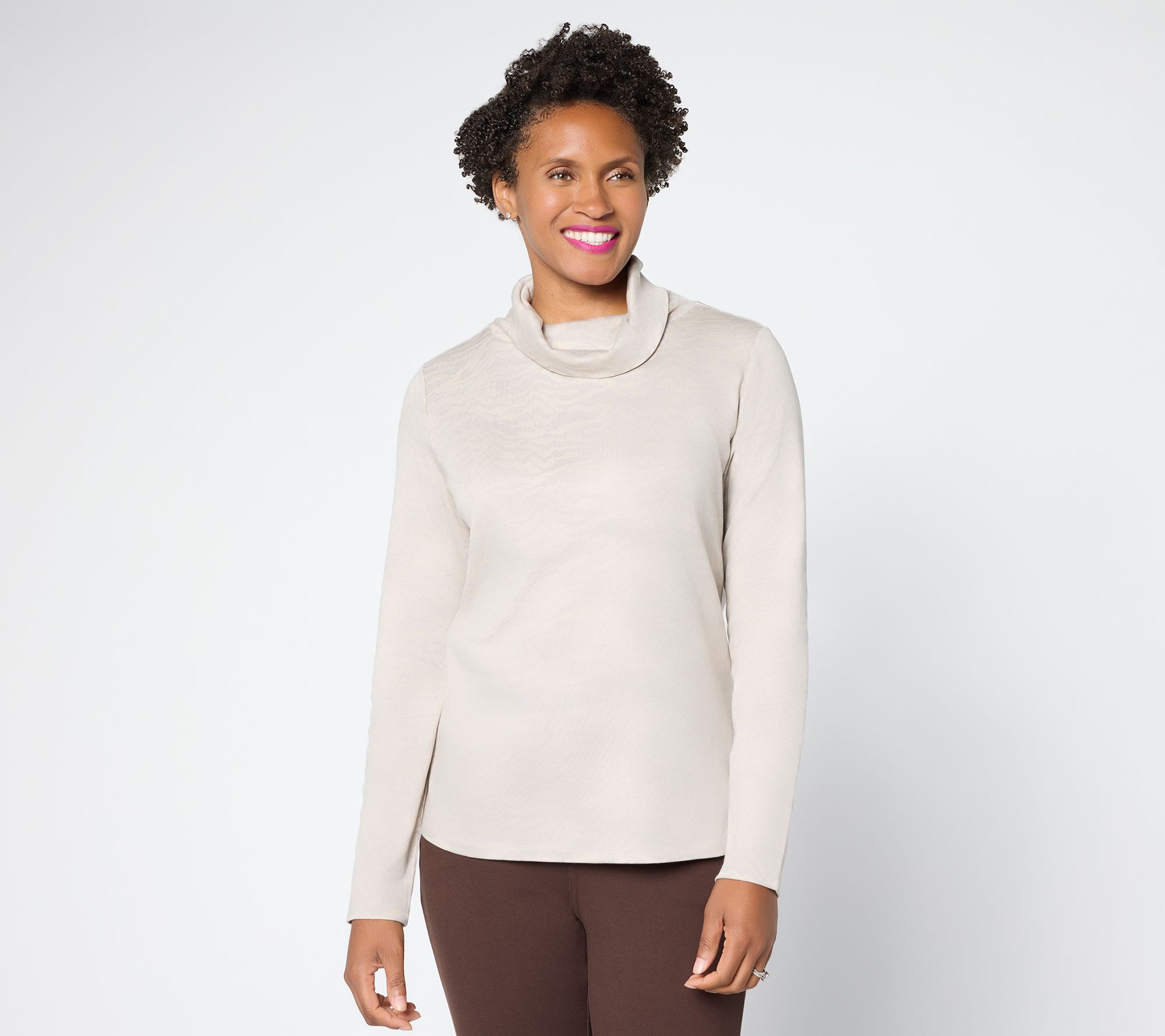"As Is" Martha Stewart Signature Printed Knit Turtleneck Top