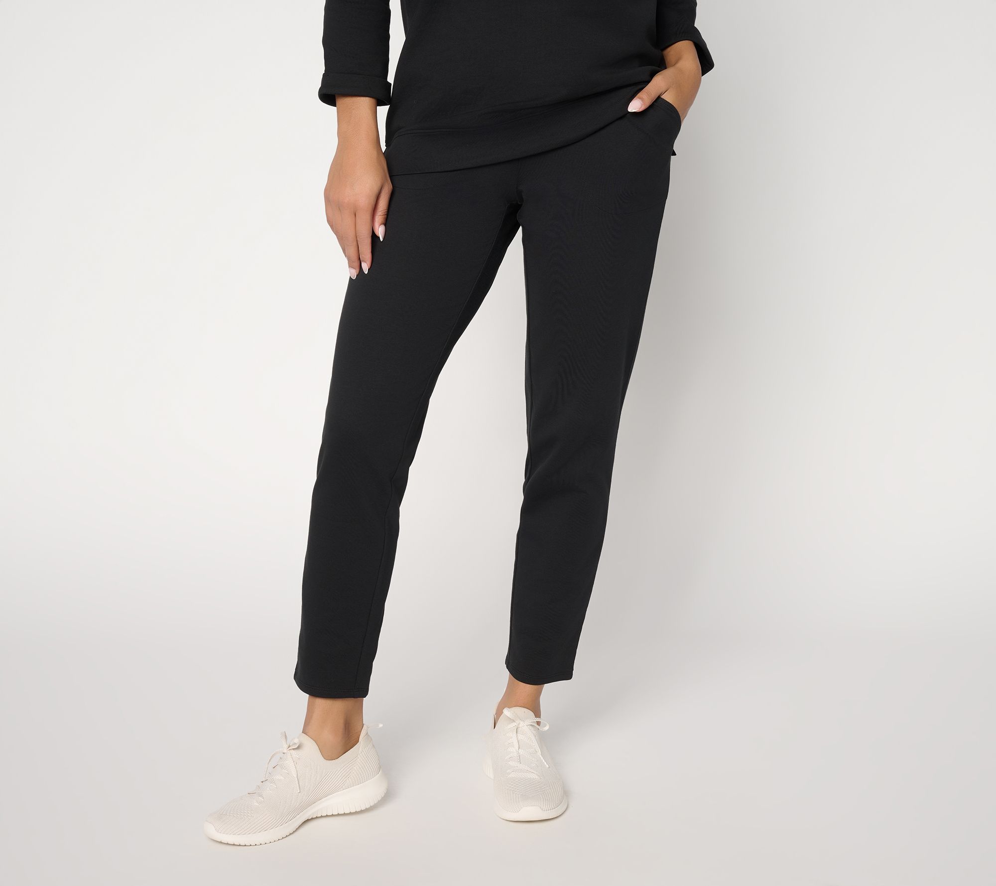 "As Is" Denim & Co. Petite EasyWear French Terry Ankle Pants