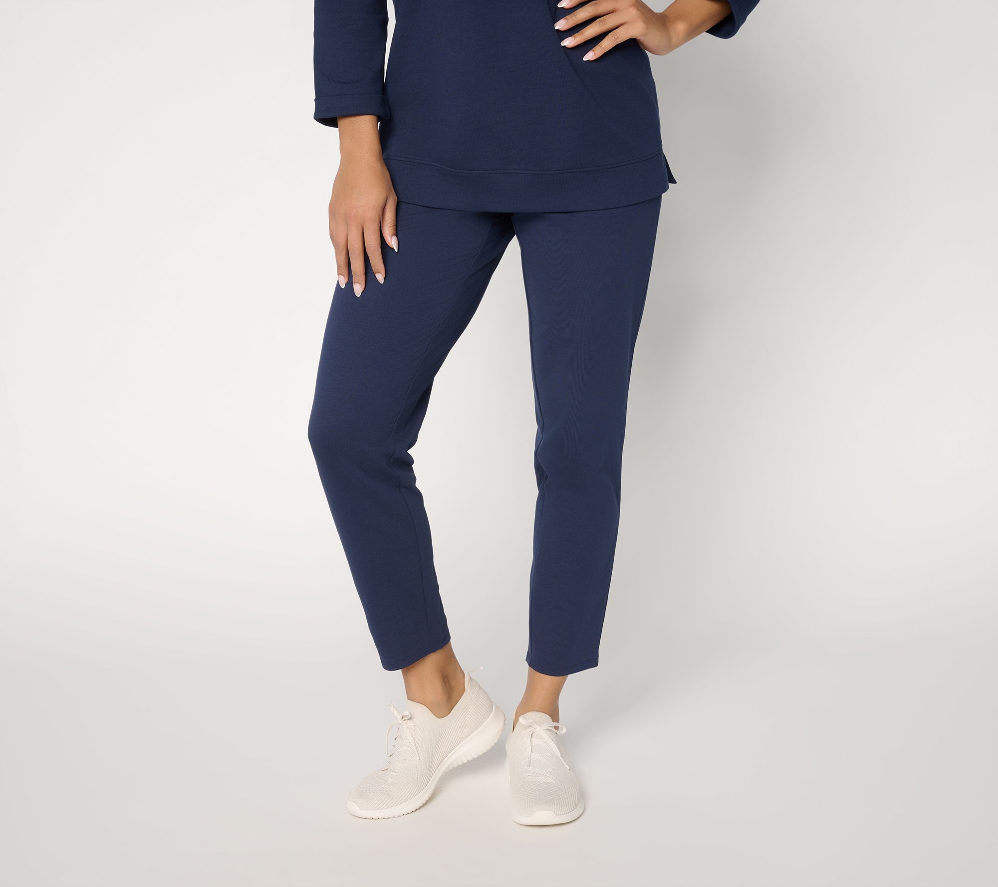 "As Is" Denim & Co. Petite EasyWear French Terry Ankle Pants