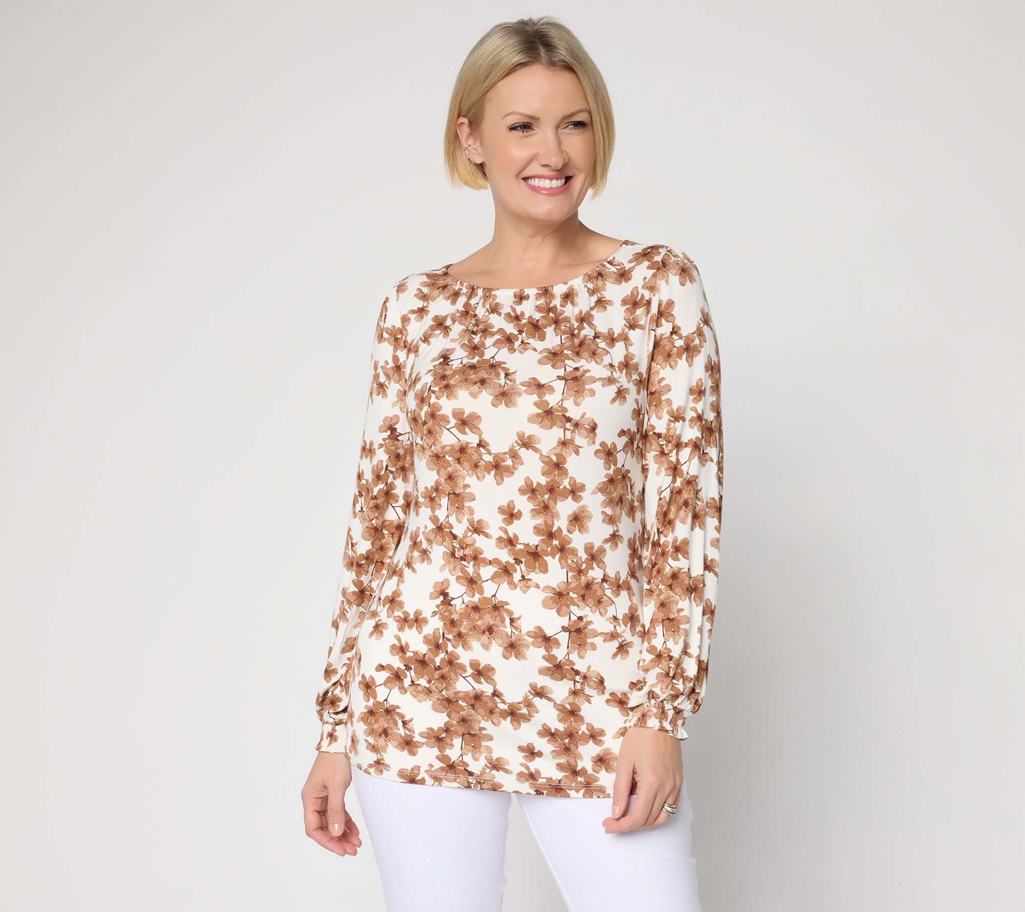 "As Is" BEAUTIFUL by Lawrence Zarian Print Gathered Blouse