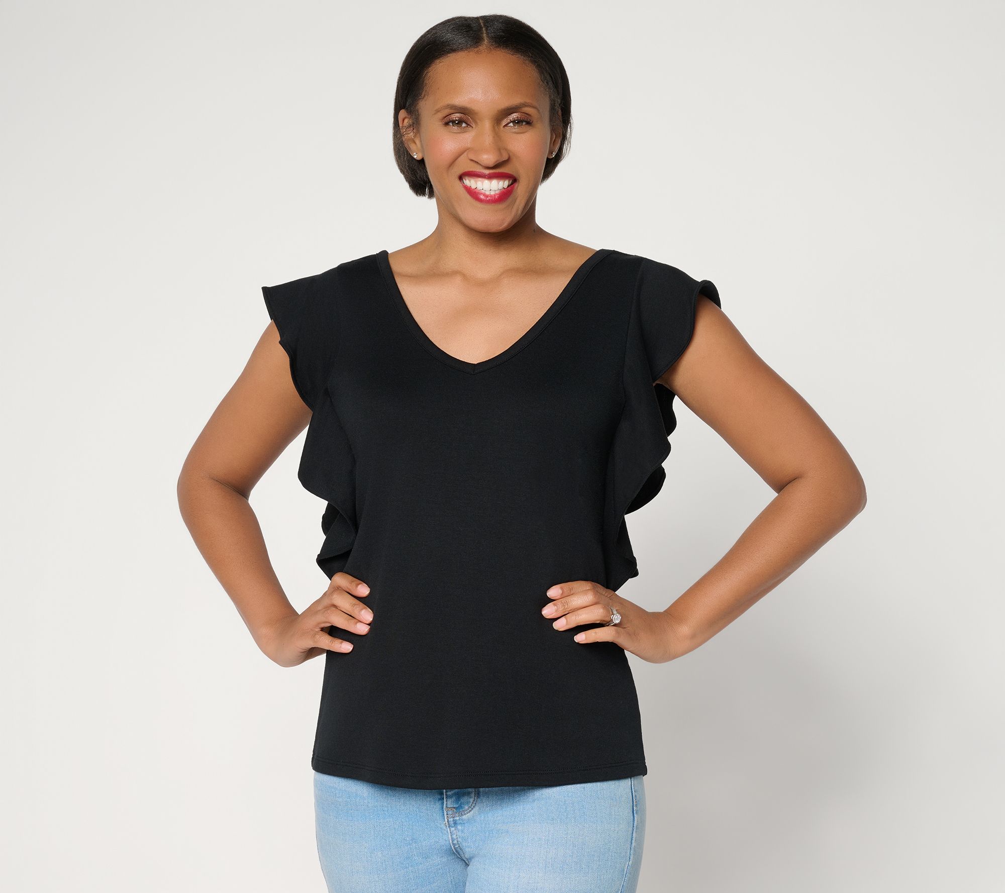 "As Is" Mally Roncal TwoWay Neckline Flutter to Flatter Top