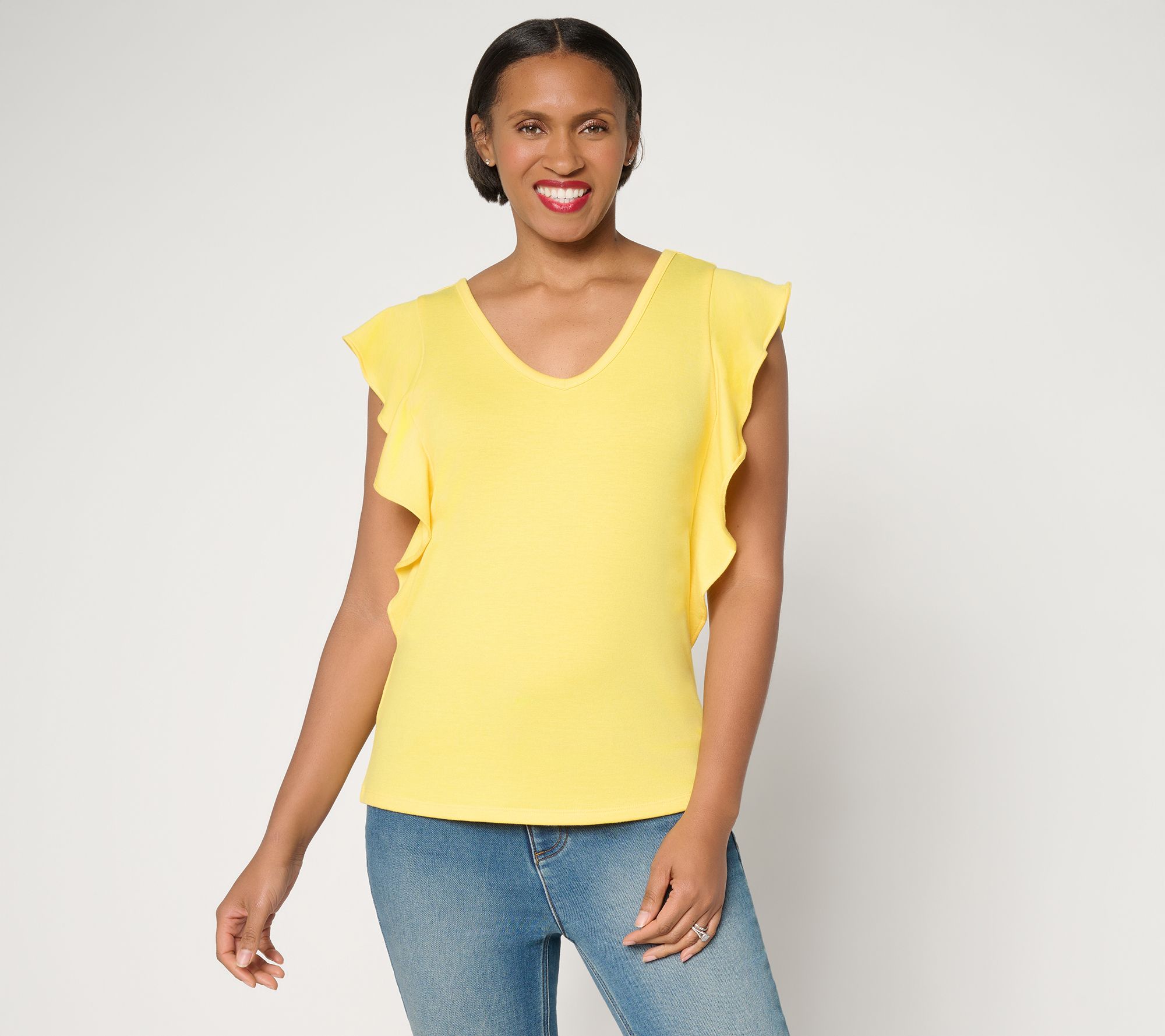 "As Is" Mally Roncal TwoWay Neckline Flutter to Flatter Top