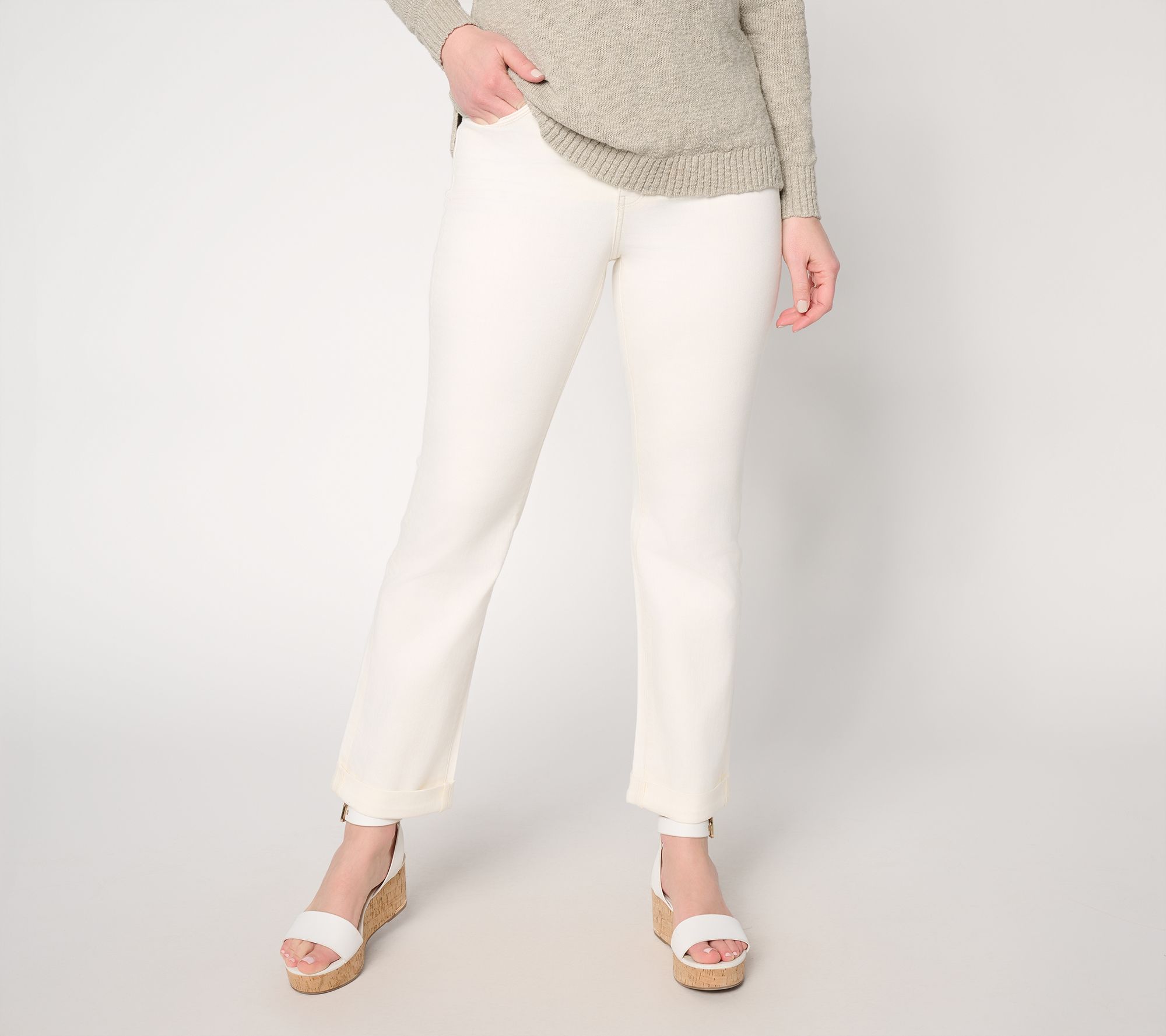 "As Is" NYDJ Sure Stretch Marilyn Straight-Leg Roll Cuff Jeans