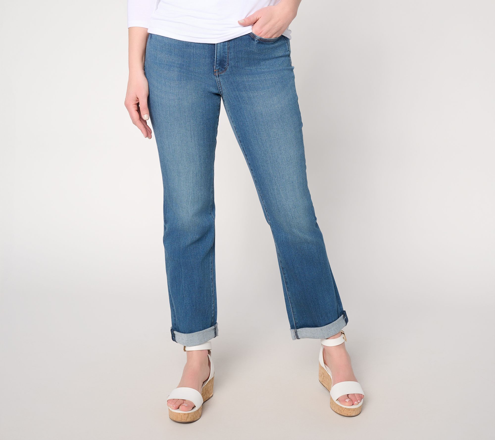 "As Is" NYDJ Sure Stretch Marilyn Straight-Leg Roll Cuff Jeans