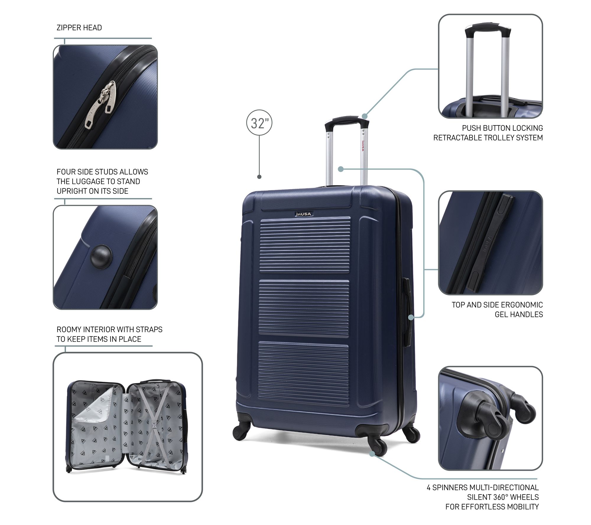 InUSA Pilot Lightweight Hardside Spinner 32 inch - QVC.com