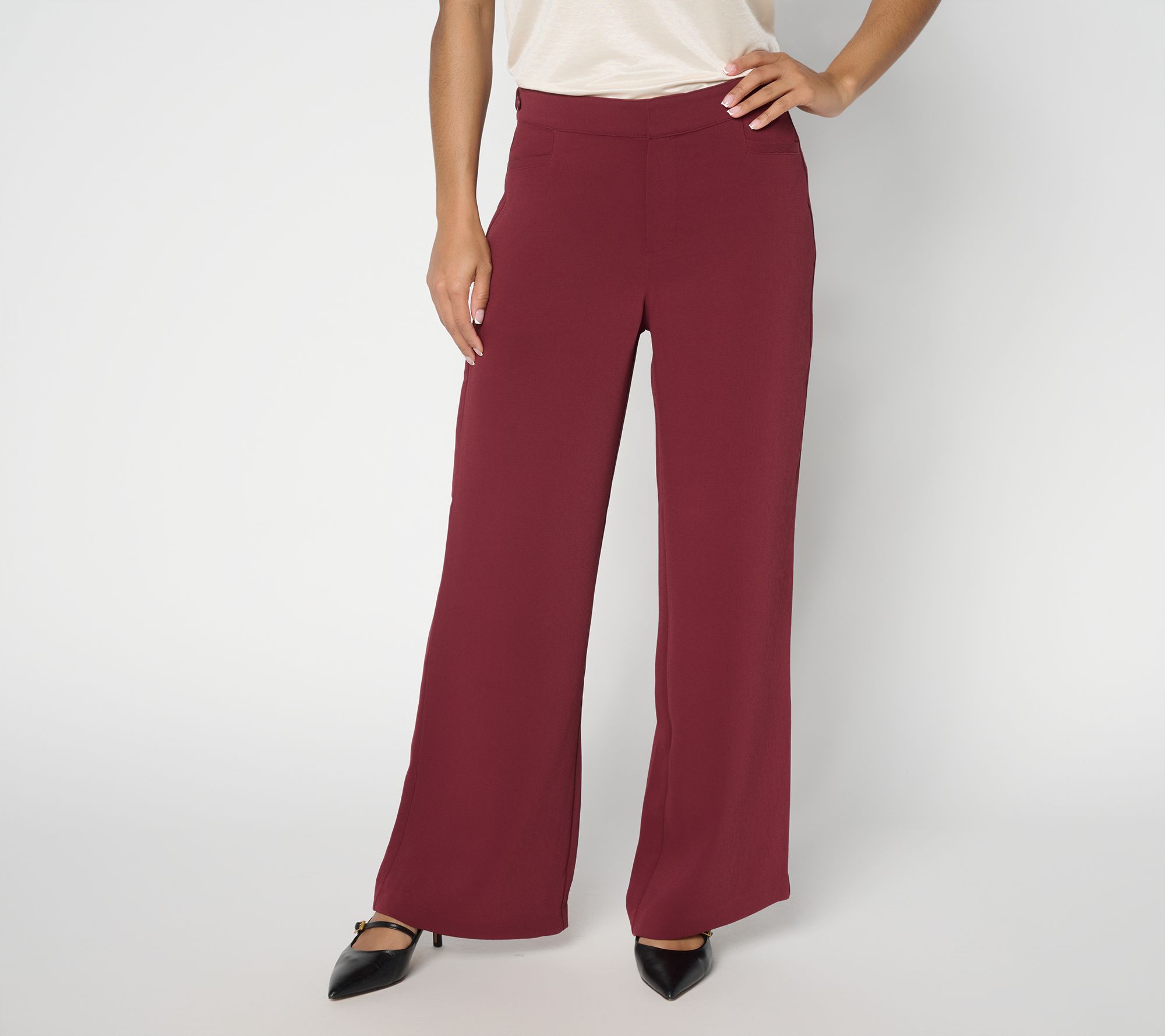 "As Is" BEAUTIFUL by Lawrence Zarian Petite Pull-On Wide Leg Pant