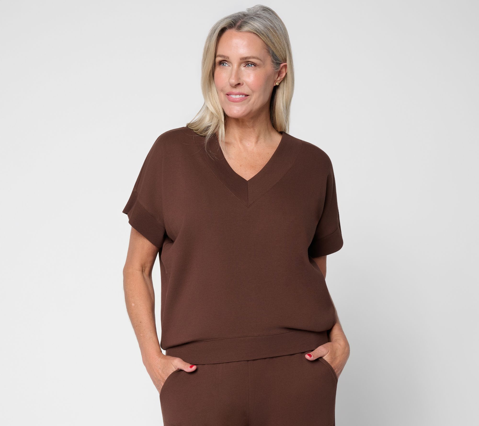 "As Is" Carla Rockmore Collection French Terry V-NeckSweatshrt