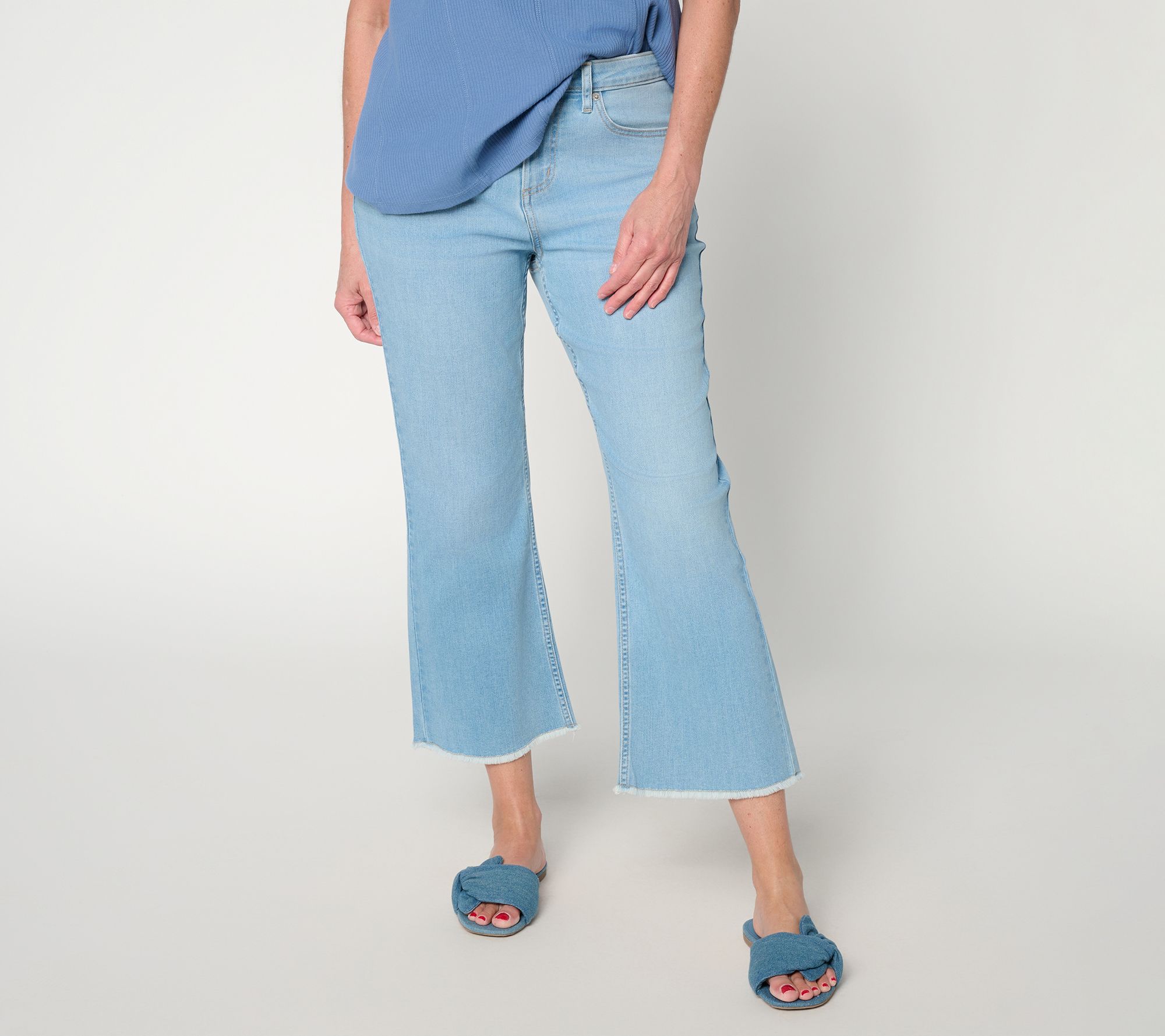 "As Is" LOGO by Lori Goldstein Petite Kick Flare Crop Jeans