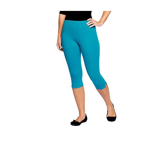 Women with Control Pull-on Stretch Pedal Pushers with Side Slit