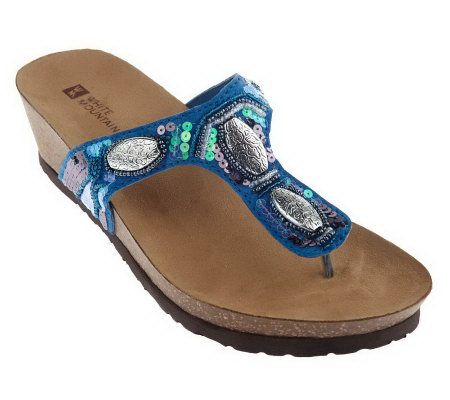 White Mountain Beaming Beaded Thong Sandals - Page 1 — QVC.com