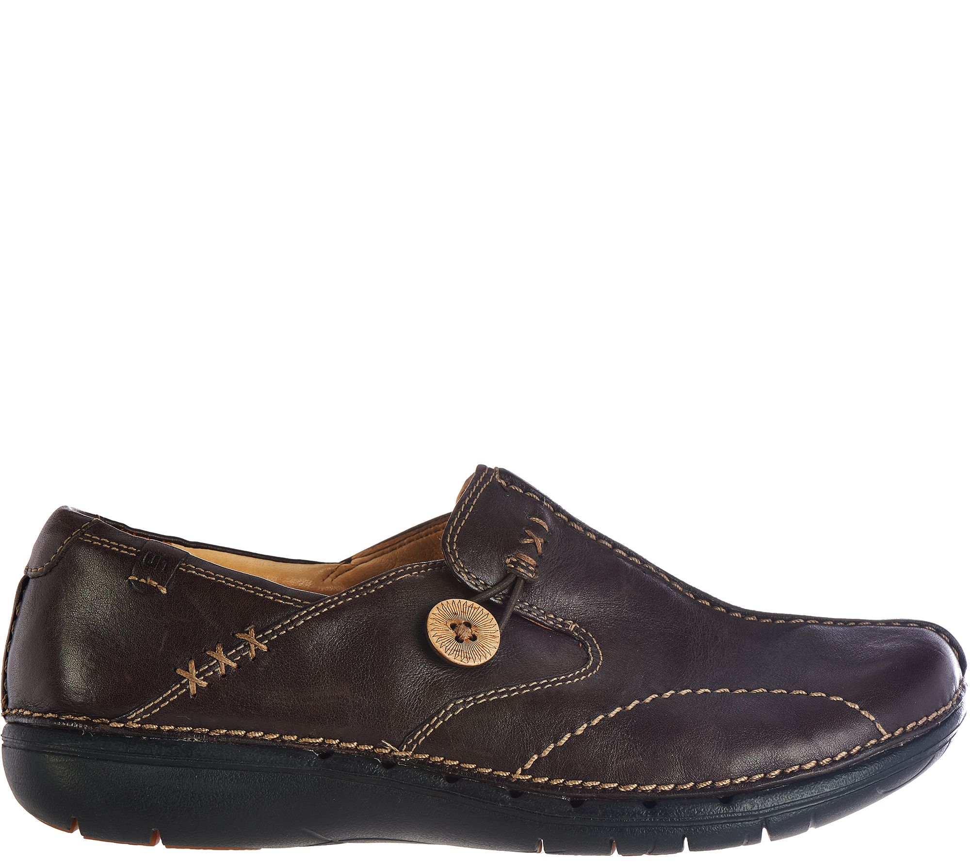 Clarks Unstructured Leather Slip on Shoes Un.Loop