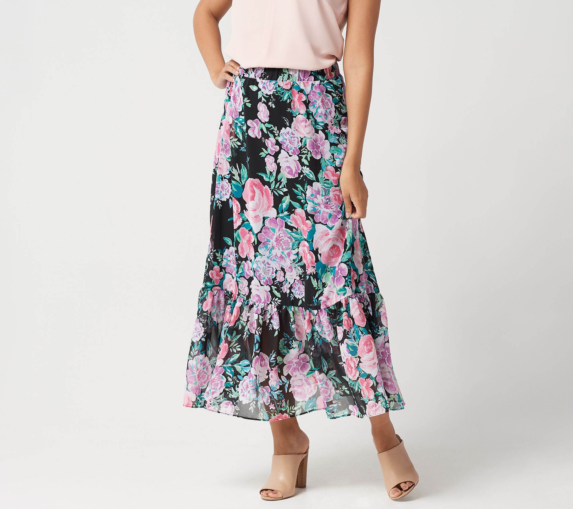 mid length pleated skirts qvc