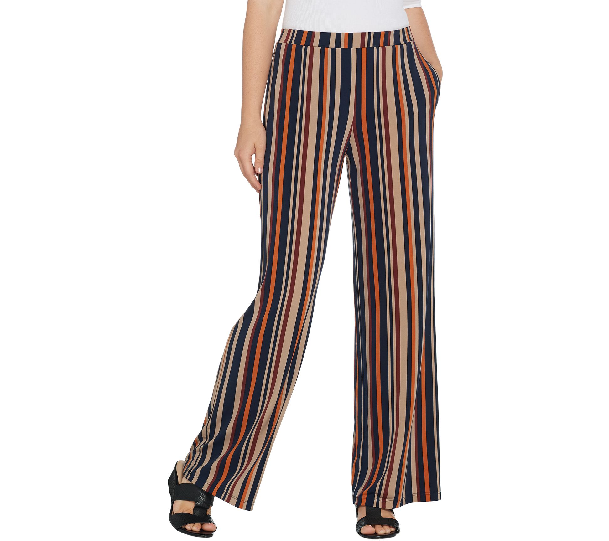 "As Is" Susan Graver Regular Printed Liquid Knit Wide-Leg Pants