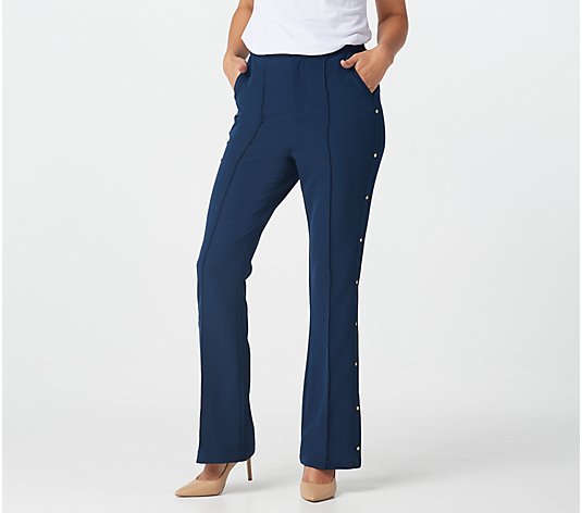 G.I.L.I. Regular Boot-Cut Pants with Button Detail