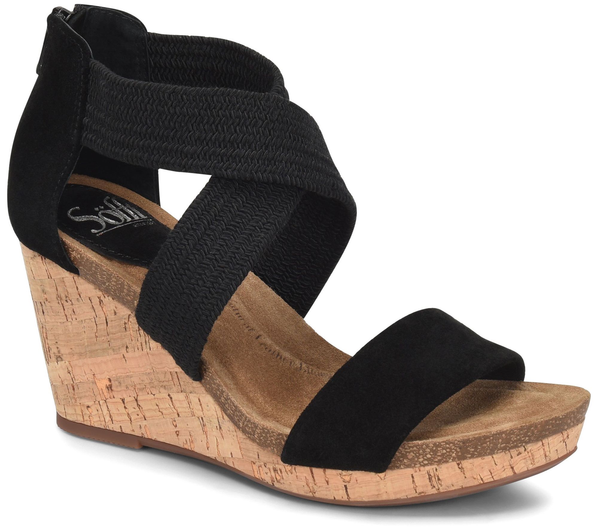 elastic strap wedge sandals