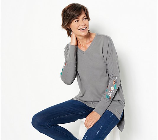 Life is Good Fall Theme Relaxed Embroidered Crusher Tunic