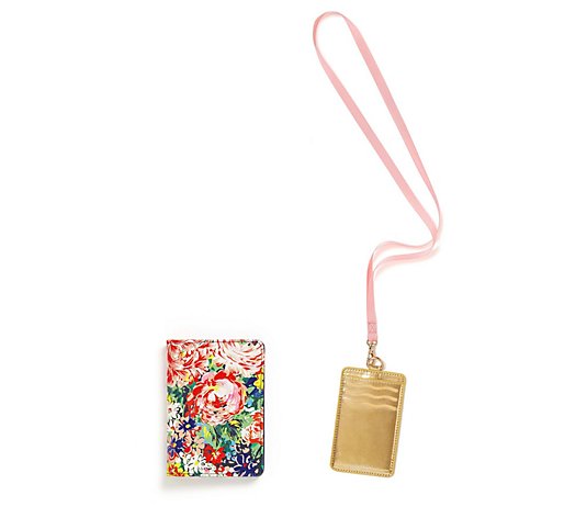 ban.do Flower Shop Passport Holder & Gold Glitter Lanyard Set