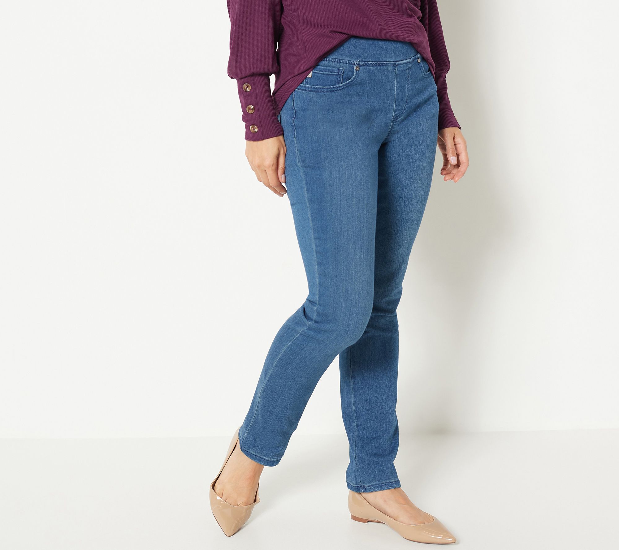 Belle Kim Gravel Medium Wash Flexibelle Cropped Jeggings Jeans New Grommet  