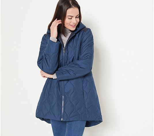 LOGO by Lori Goldstein Quilted Puffer Coat with Hood