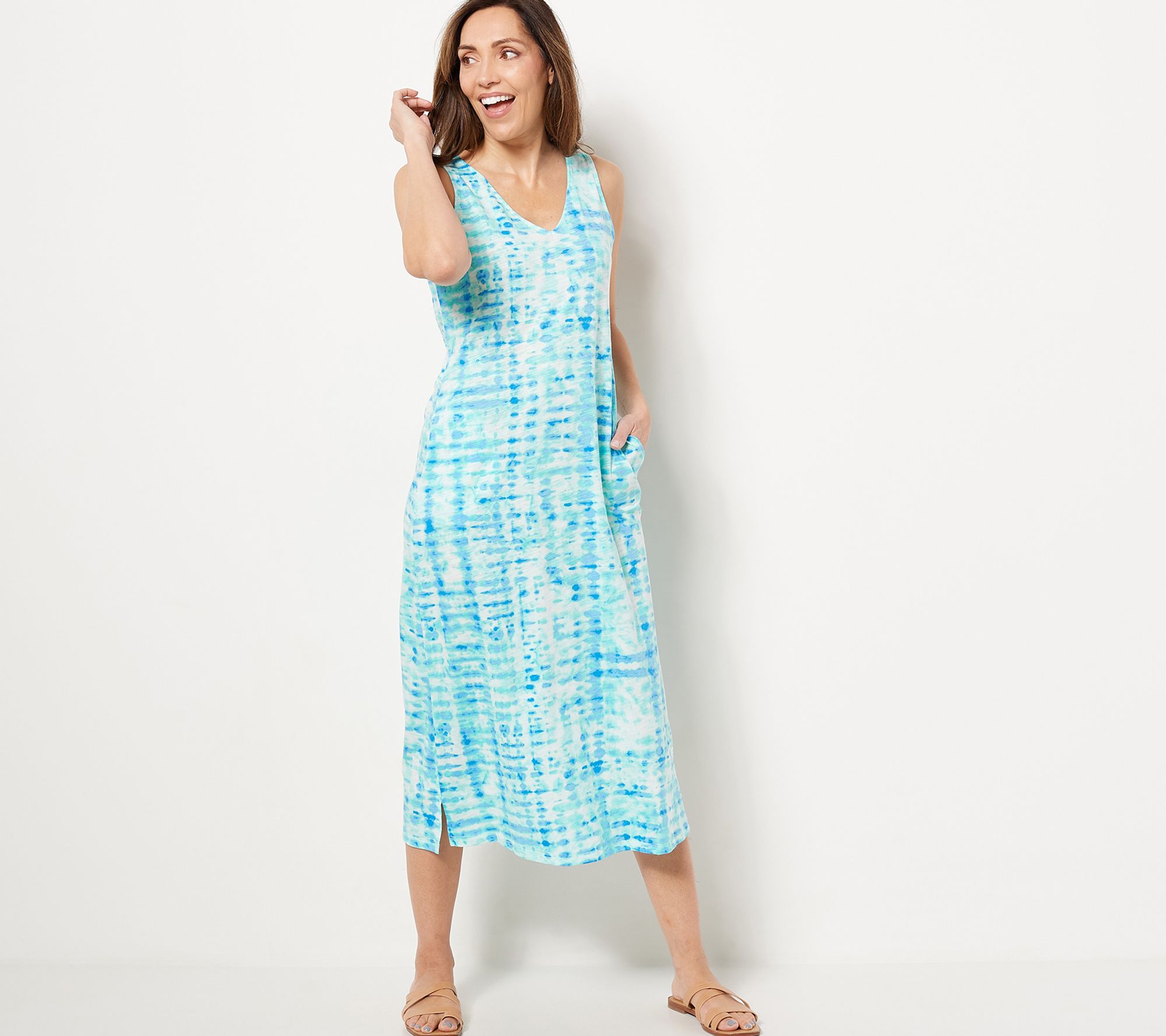 Belle By Kim Gravel Slub Knit Maxi Dress With Pockets - QVC.com