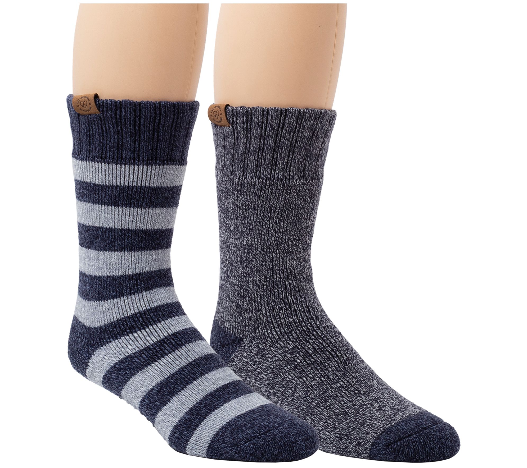 Dearfoams Men's Rugby Full Terry Lounge Crew W/Grippers