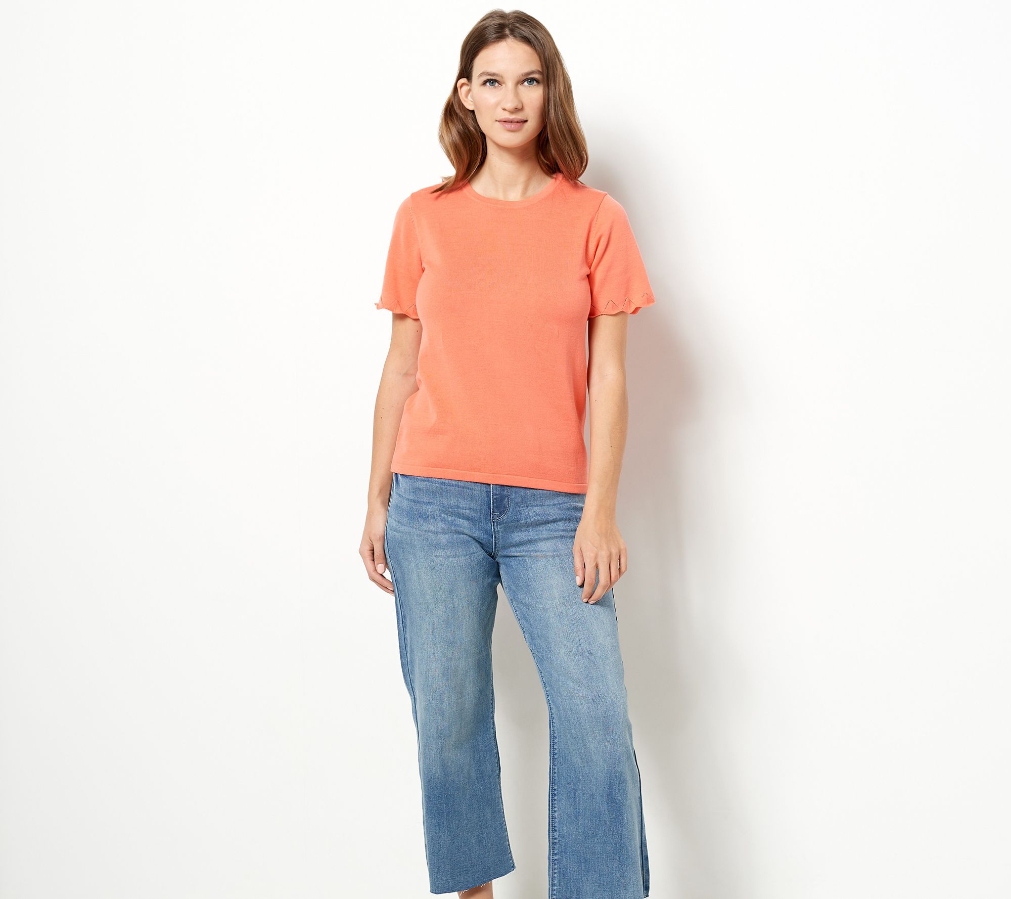 Laurie Felt Scallop Sweater Tee - QVC.com