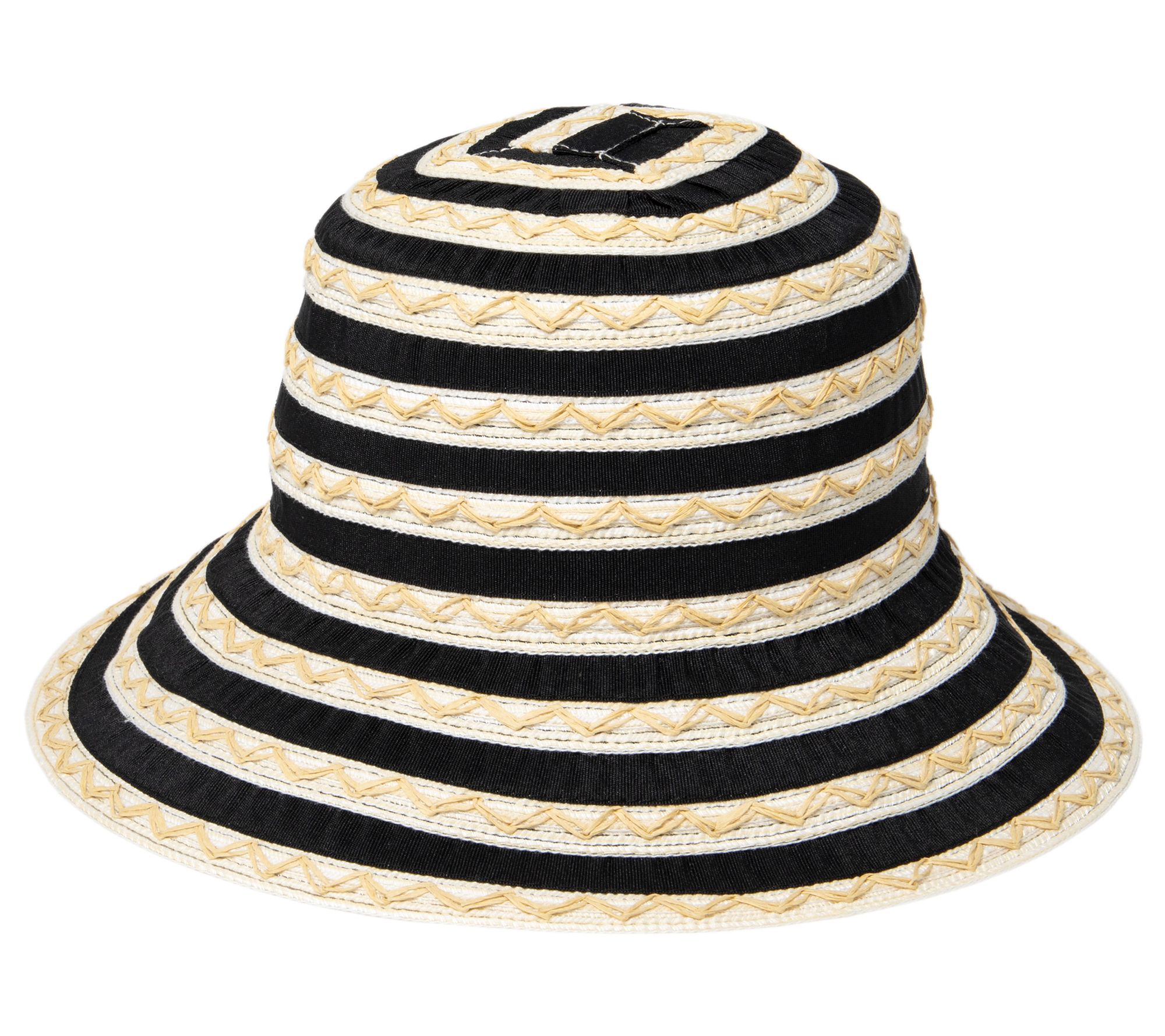 San Diego Hat Co. Ribbon Sun Hat w/ Mixed Zig Zag Straw