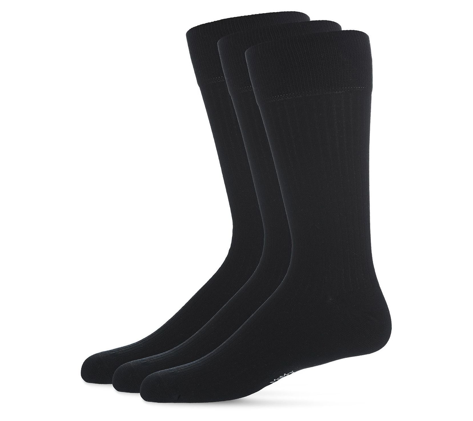 Memoi Men's Set of 3 Ribbed Mercerized CottonCrew Socks