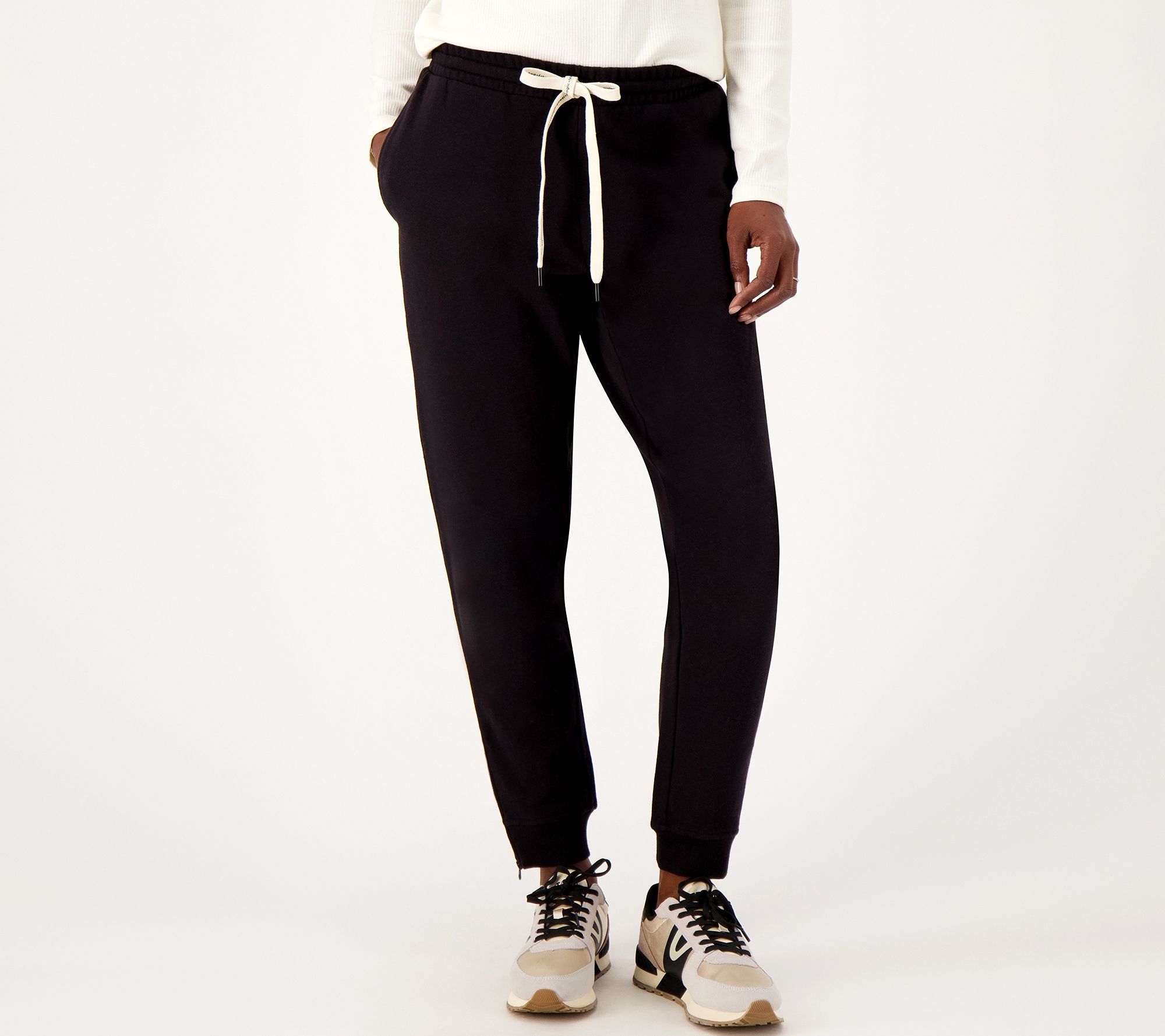Peace Love World Joyful Petite French Terry Ankle Zip Jogger