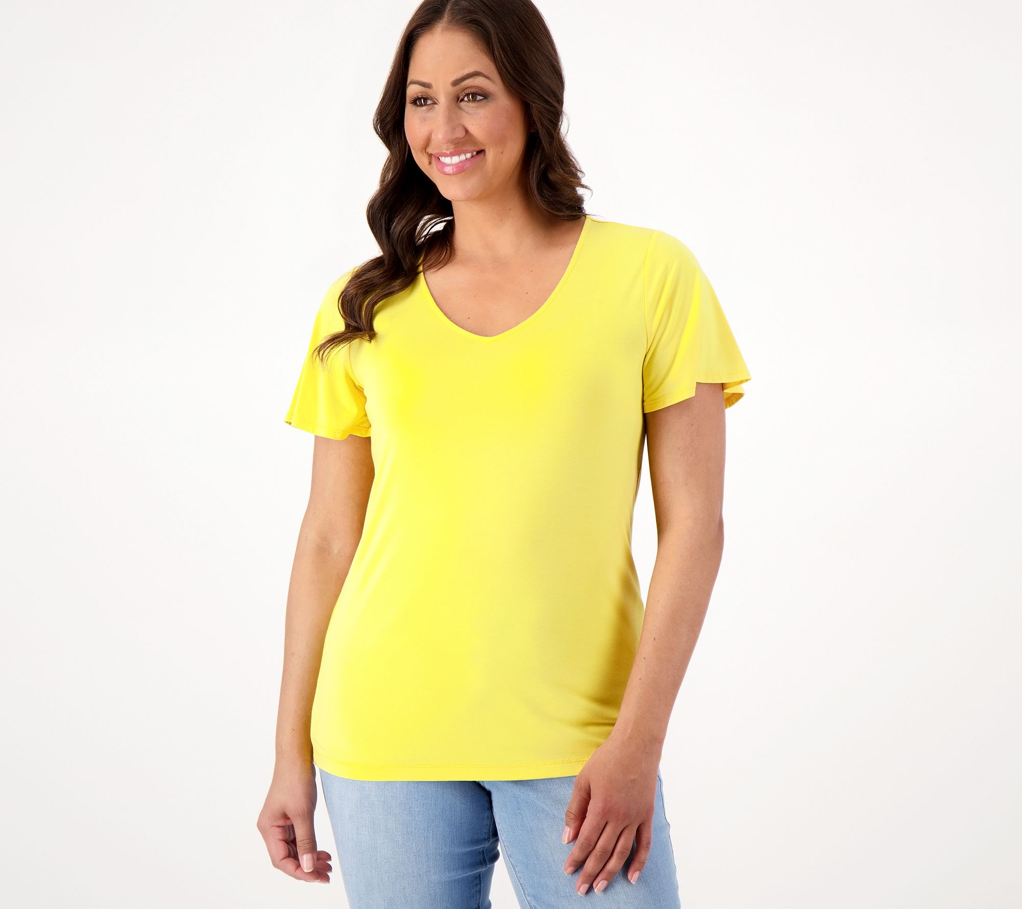 Susan Graver Weekend Essentials Cool Touch Flutter Sleeve Top