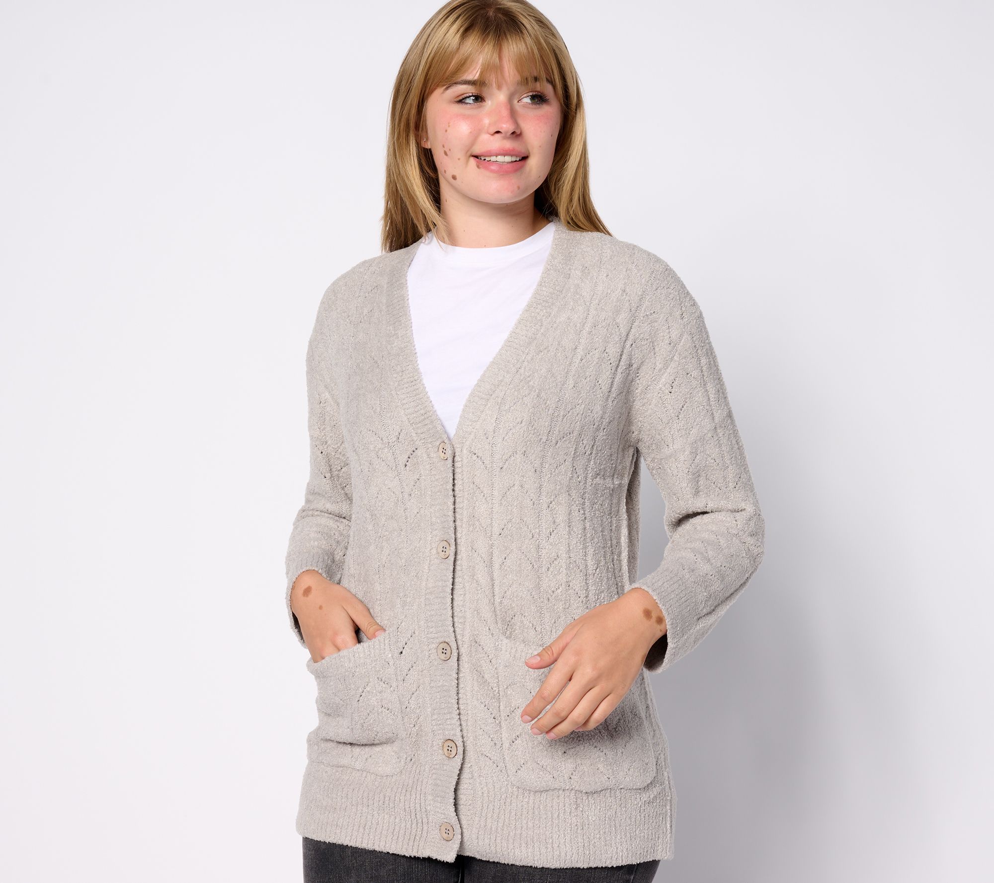 Barefoot Dreams CozyChic Lite Lace Pointelle Cardigan