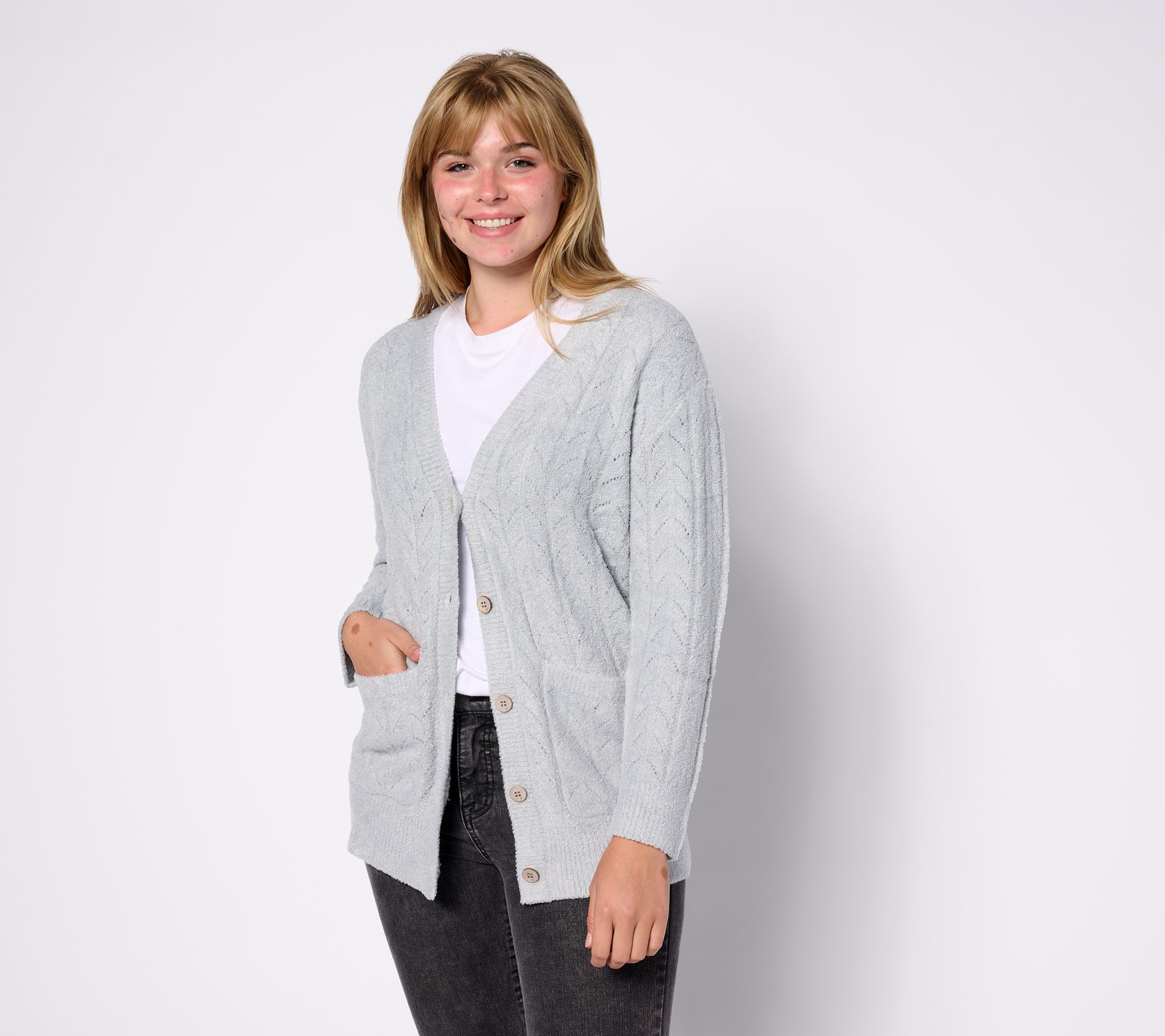 Barefoot Dreams CozyChic Lite Lace Pointelle Cardigan