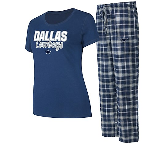 NFL Dallas Women's Short Sleeve Flannel Pajama Set 
