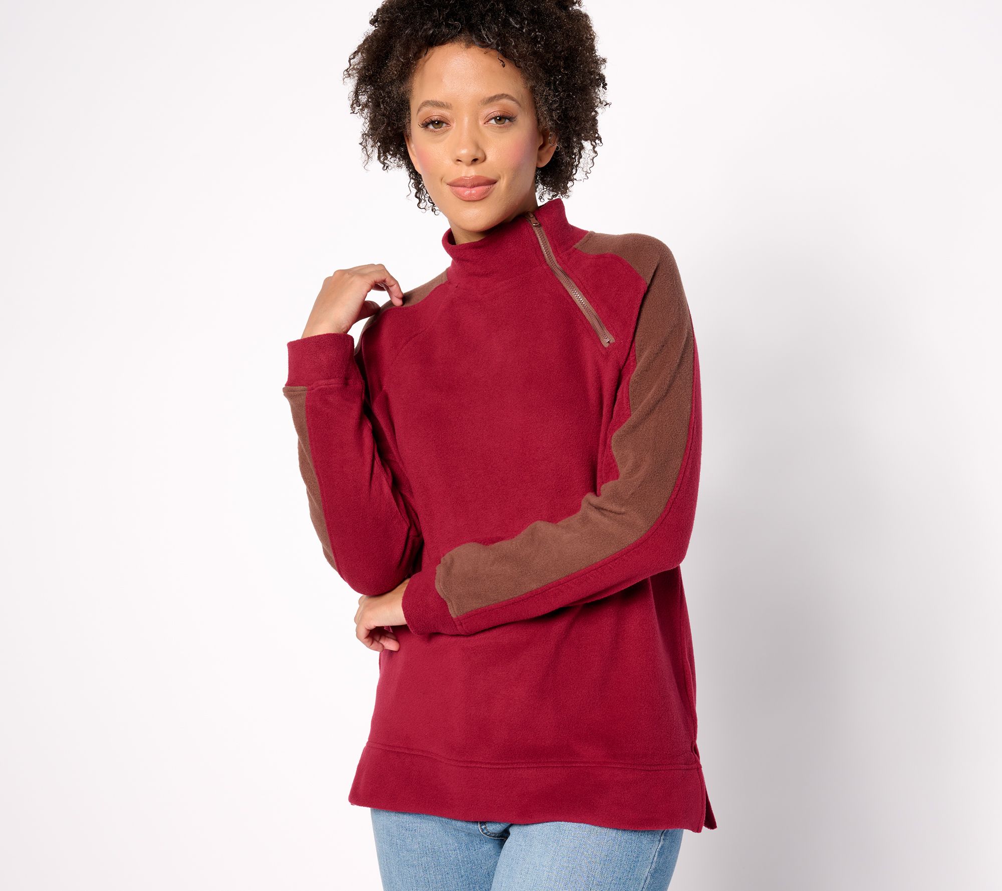 Cuddl Duds Fleece with Stretch Mock Neck Pullover 
