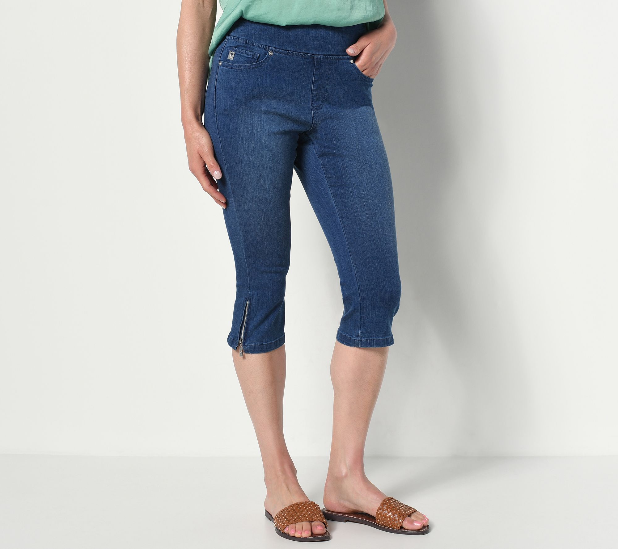 "As Is" Belle by Kim Gravel Reg Denim TripleLuxe Capri Pant